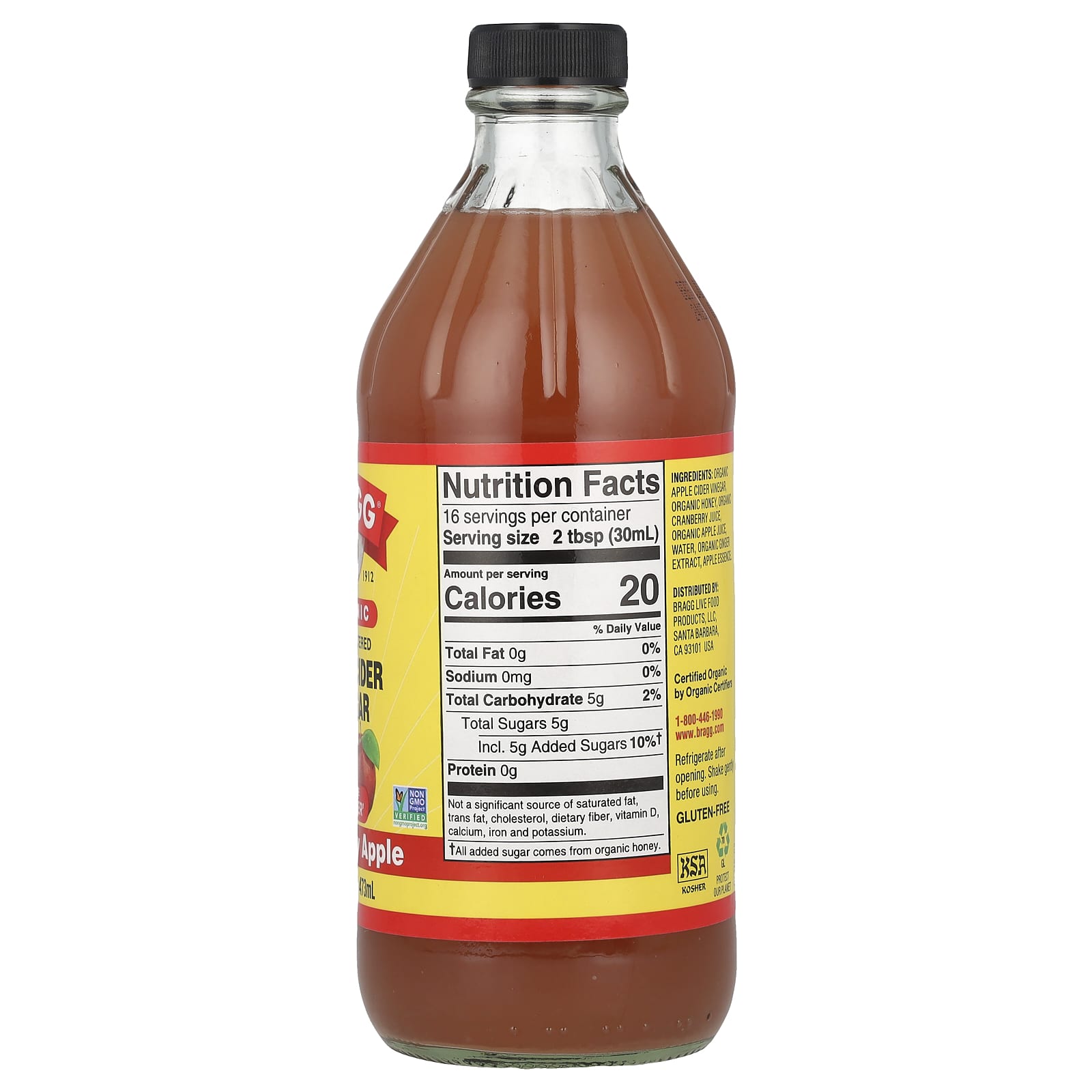 Unfiltered Organic Apple Cider Vinegar with Mother & Cranberry, 16 fl oz - Image 2