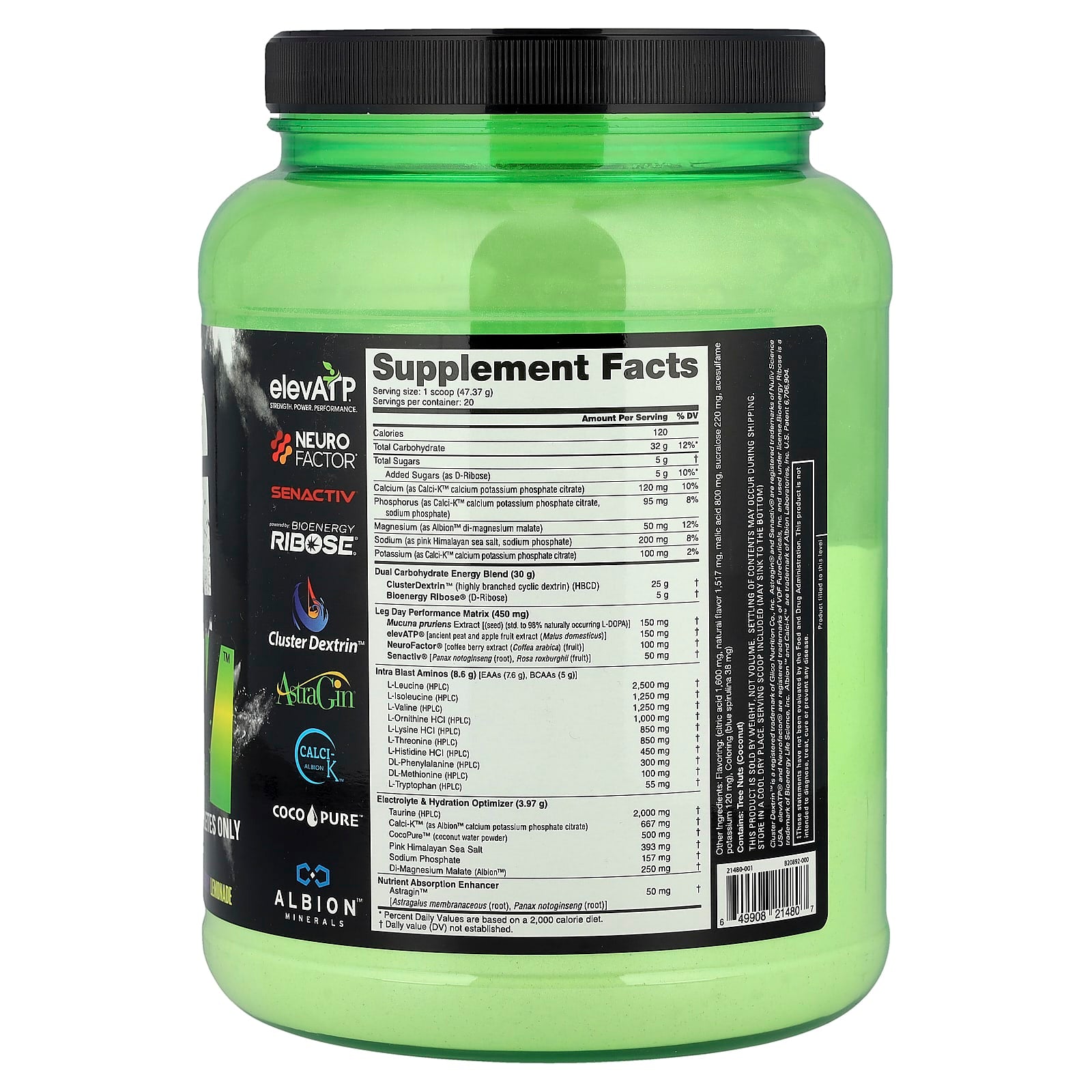 NutraBio, Intra Carb, Leg Day™, Blueberry Lemonade, 2.09 lb (947 g) - Image 2