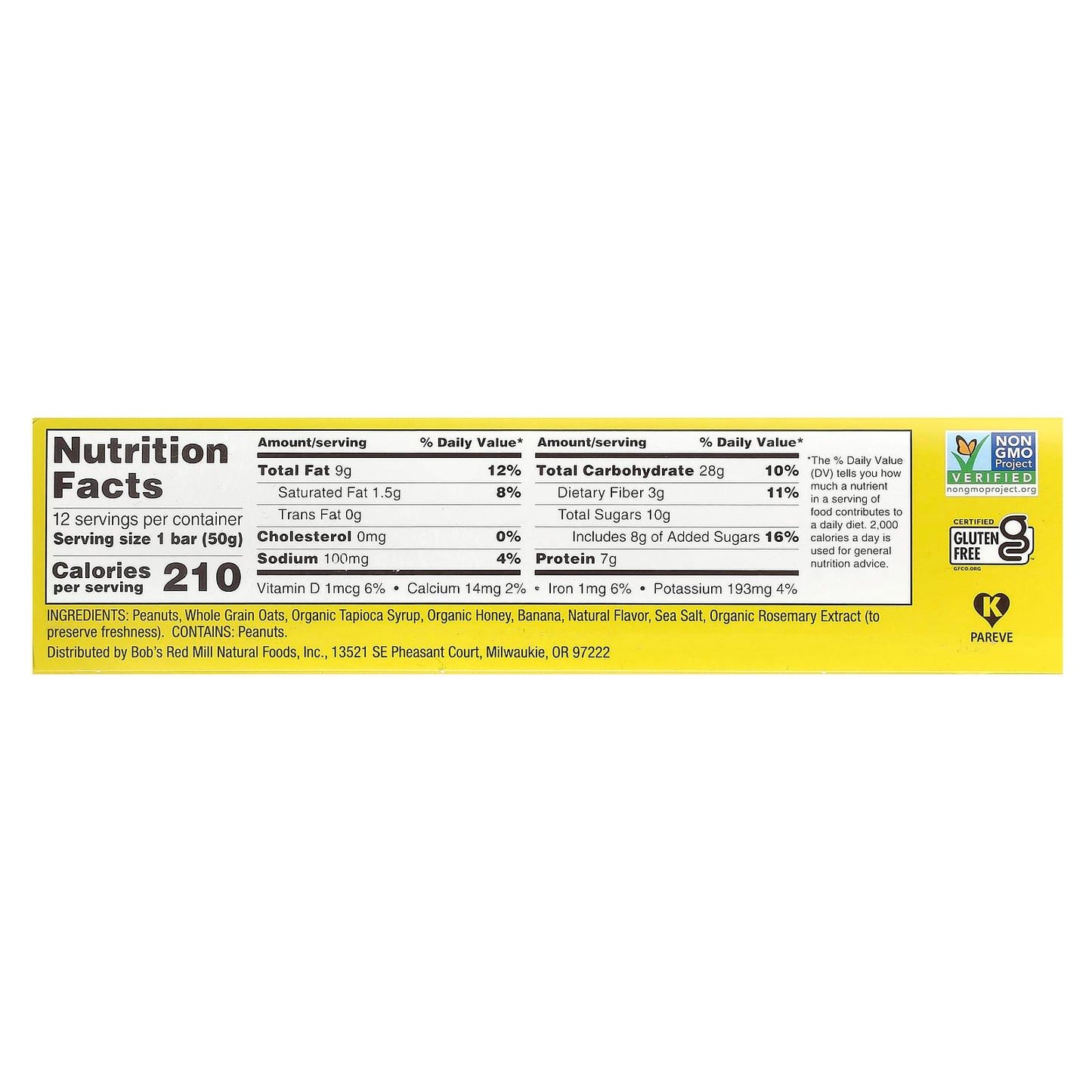 Bob's Red Mill Peanut Butter Banana Bars (12-Pack) | Gluten-Free Snack - Image 2