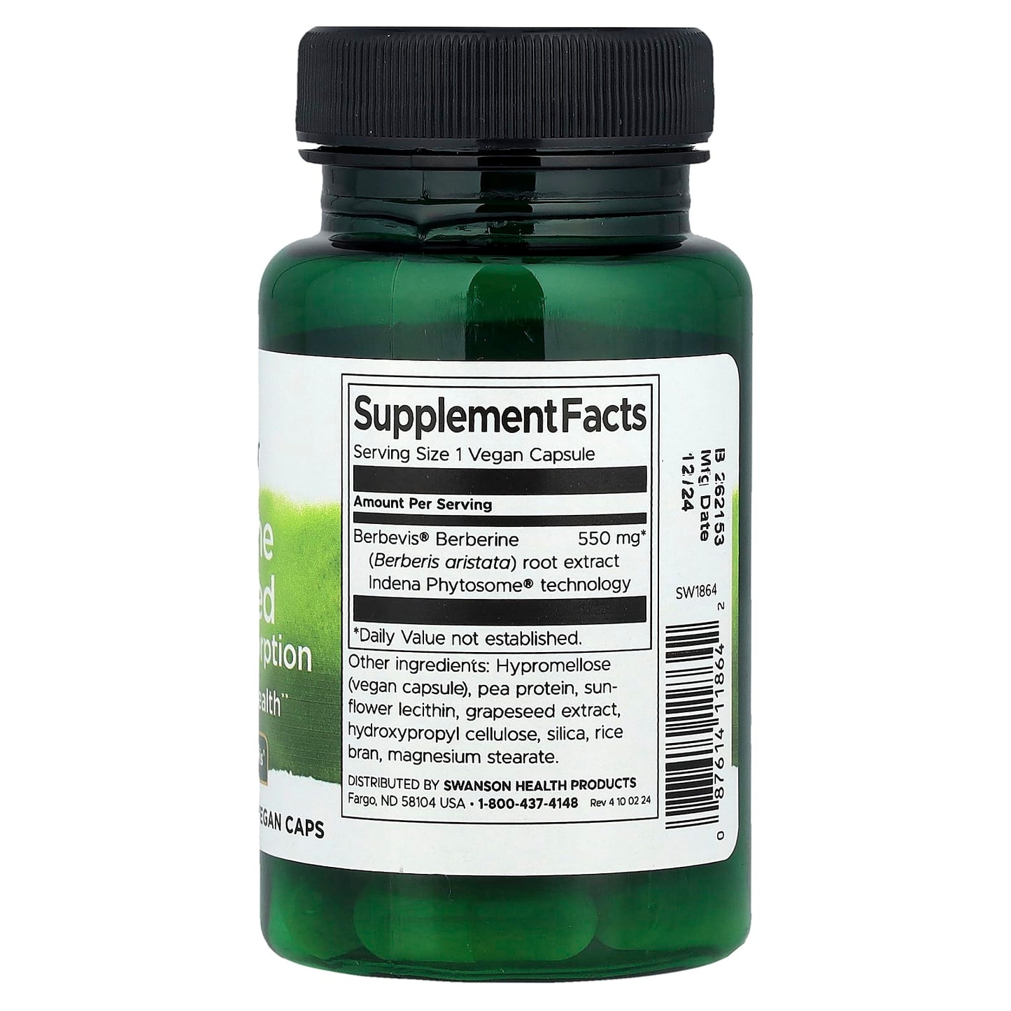 Swanson, Berberine Advanced Enhanced Absorption, 30 Vegan Caps (550 mg per Capsule) - Image 2
