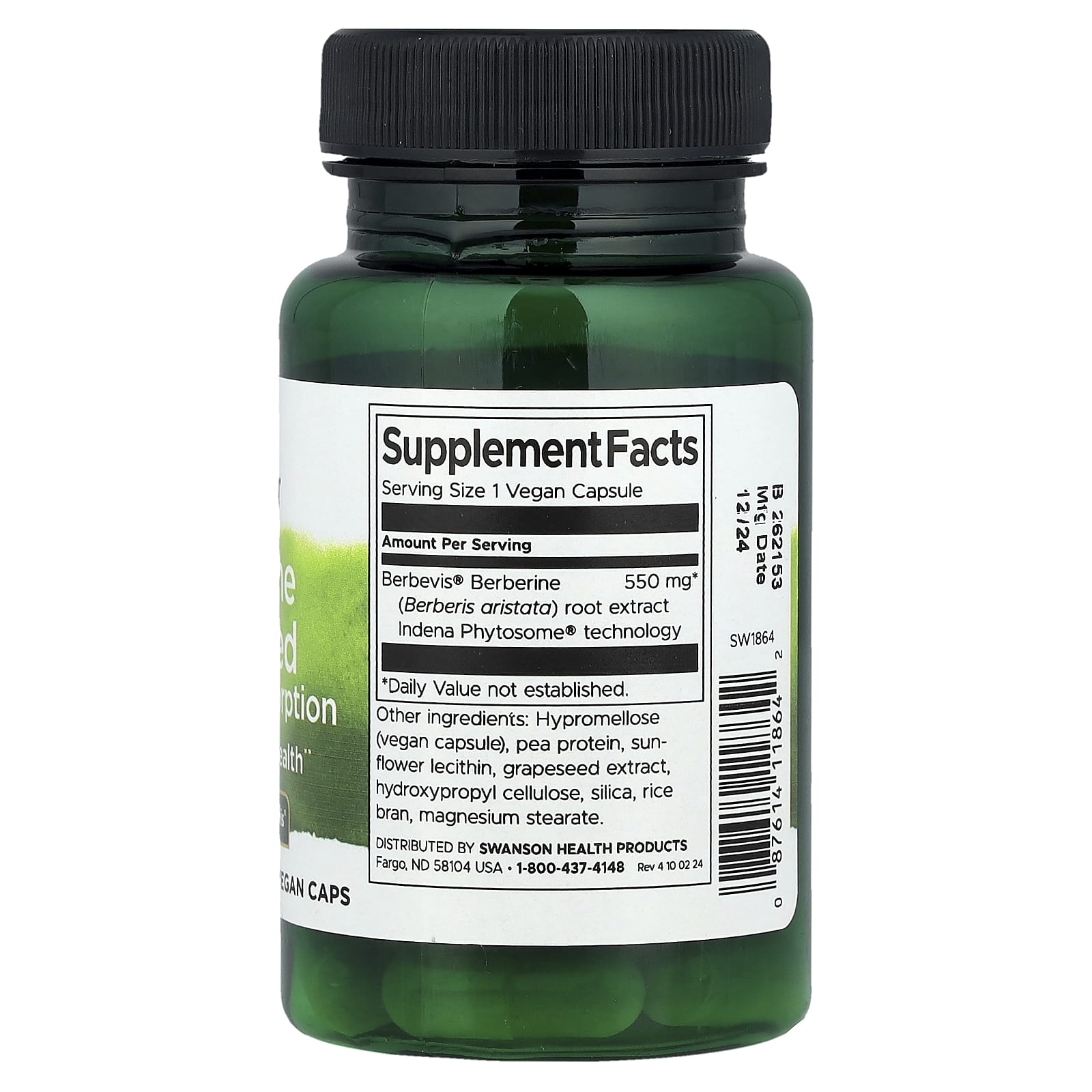 Swanson, Berberine Advanced Enhanced Absorption, 30 Vegan Caps (550 mg per Capsule) - Image 2