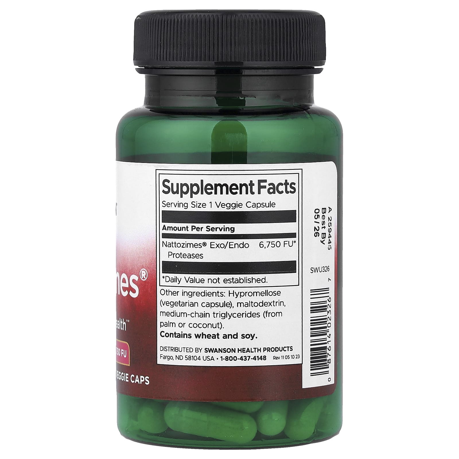 Swanson, Nattozimes®, 195 mg, 60 Veggie Caps - Image 2