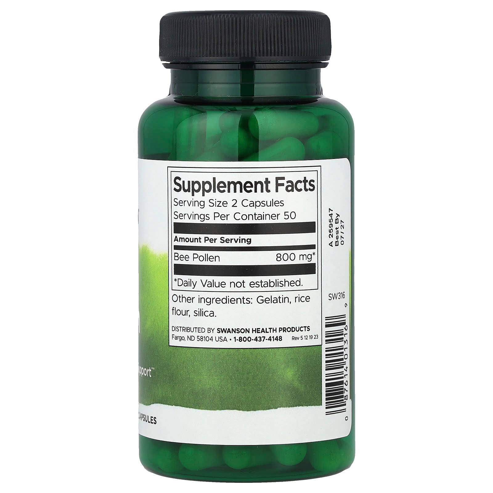 Swanson, Bee Pollen, 400 mg, 100 Capsules - Image 2
