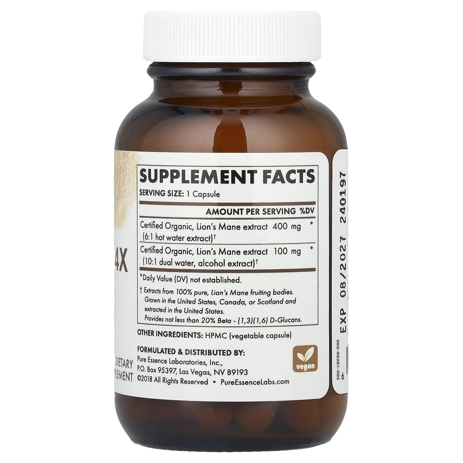 Pure Essence, MyPure™, Lion's Mane 4X, Ultra Strength, 30 Vegi-Caps - Image 2