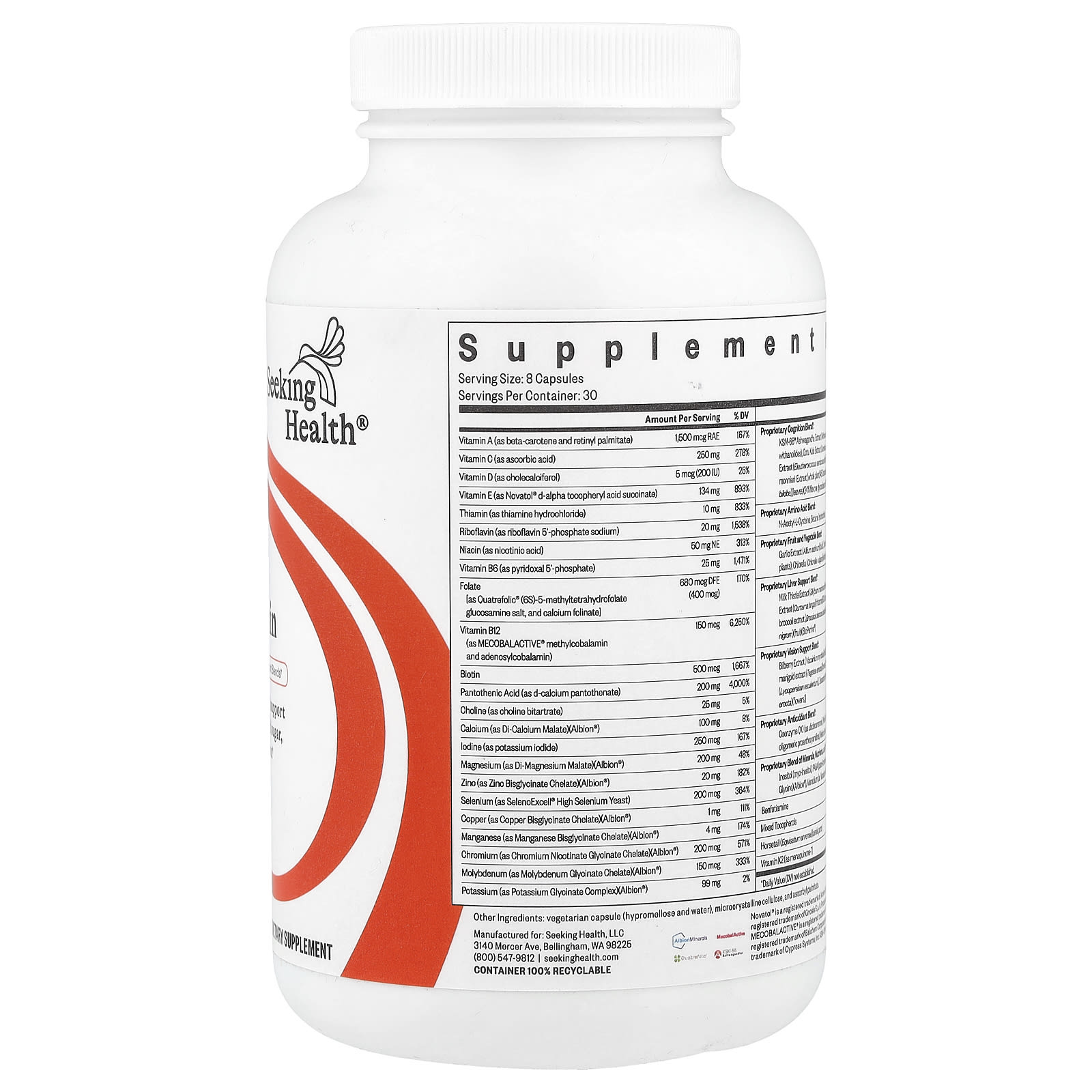 Seeking Health, Optimal Multivitamin, 240 Capsules - Image 2
