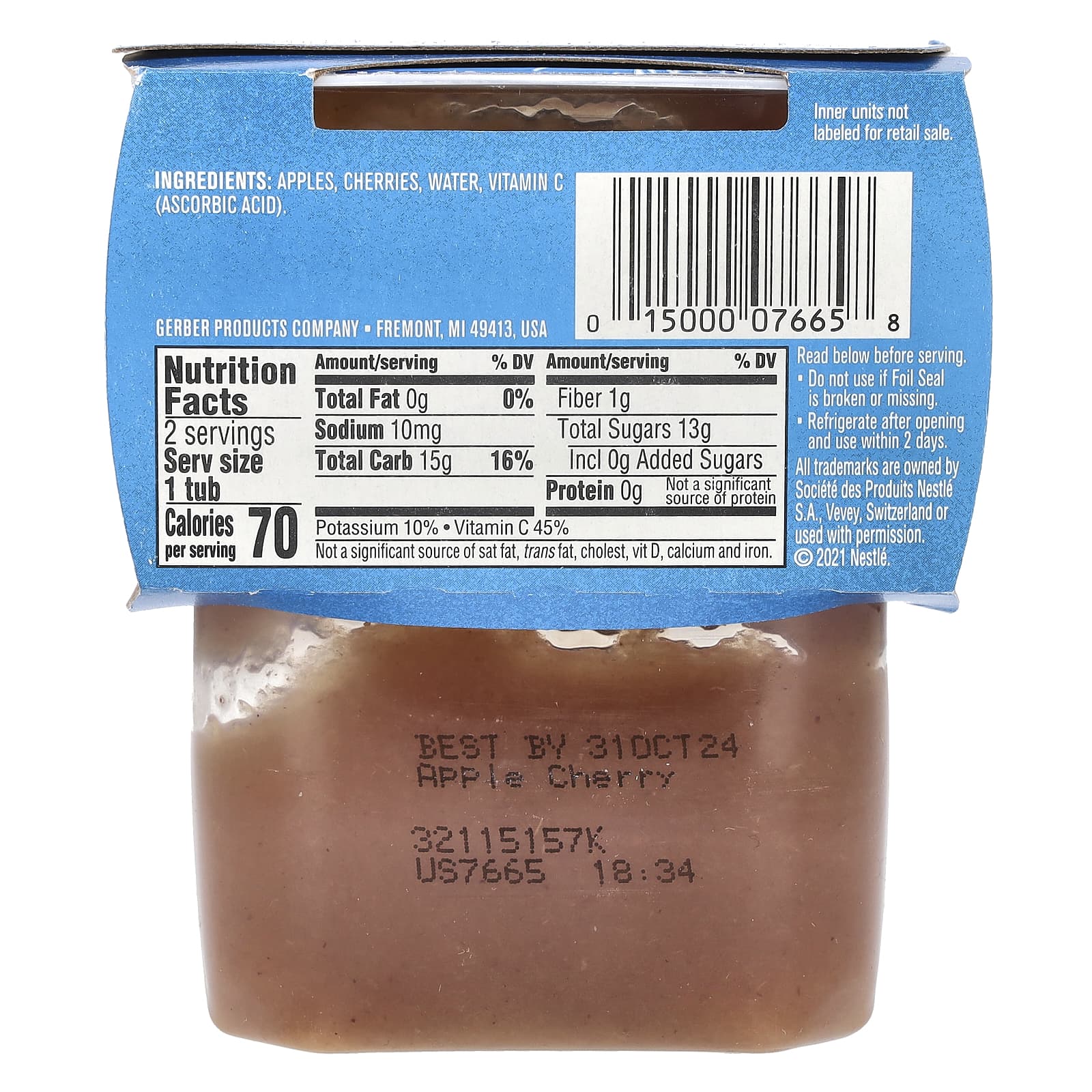 Gerber Apple Cherry 2nd Foods for Babies (2 Pack, 4 oz Each) - Non-GMO - Image 2