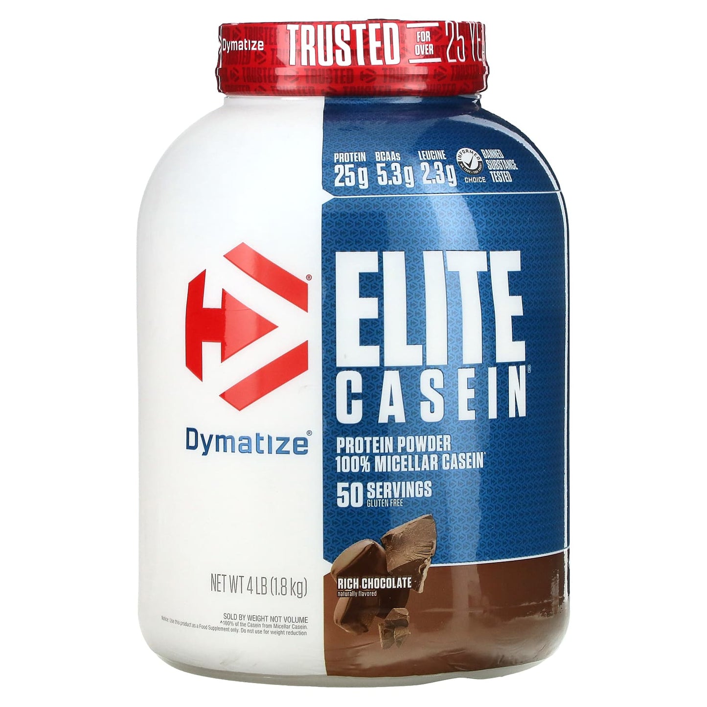 Dymatize Elite Casein Rich Chocolate 4 lb Slow Release Protein Powder - Image 1