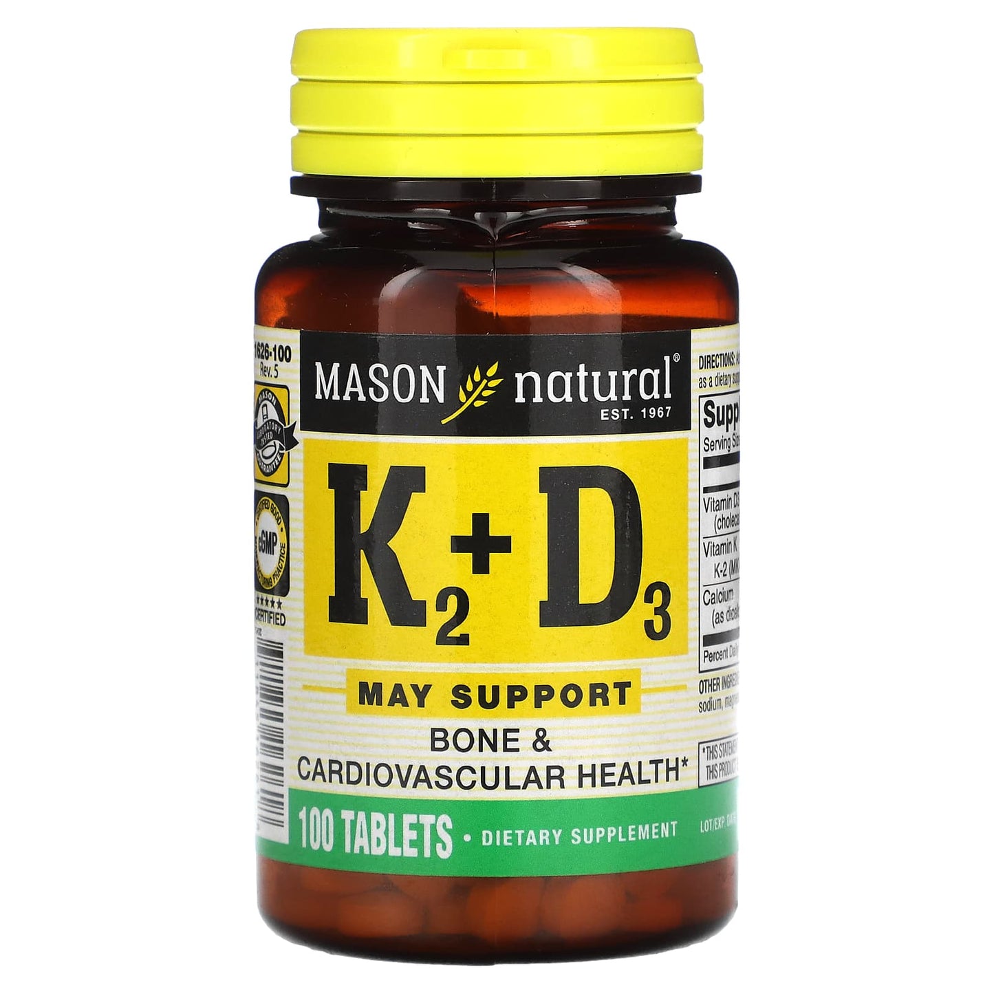 Mason Natural, Vitamin K2 Plus Vitamin D3, 100 Tablets - Image 1