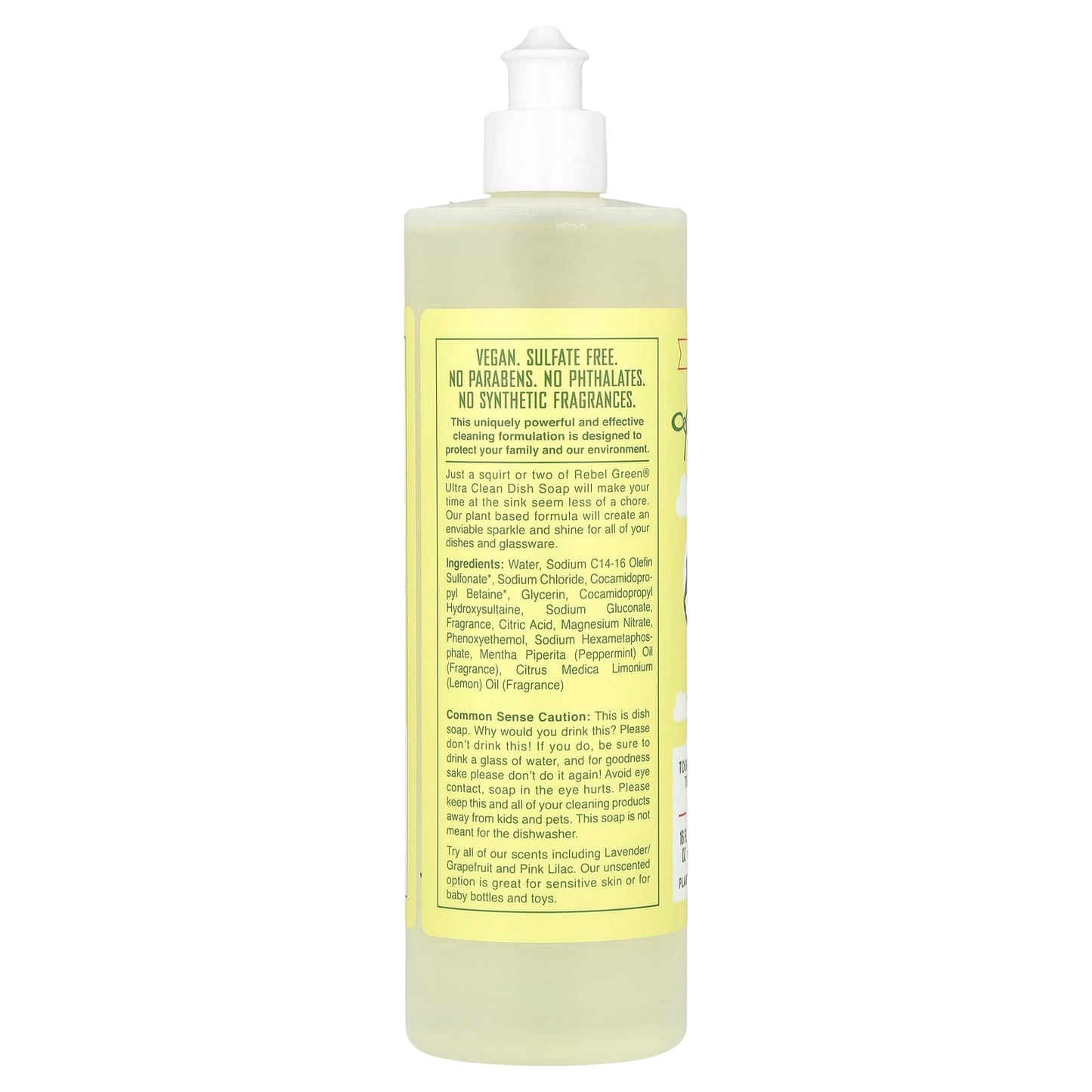 Rebel Green, Ultra Clean Dish Soap, Peppermint & Lemon, 16 fl oz (473 ml) - Image 2