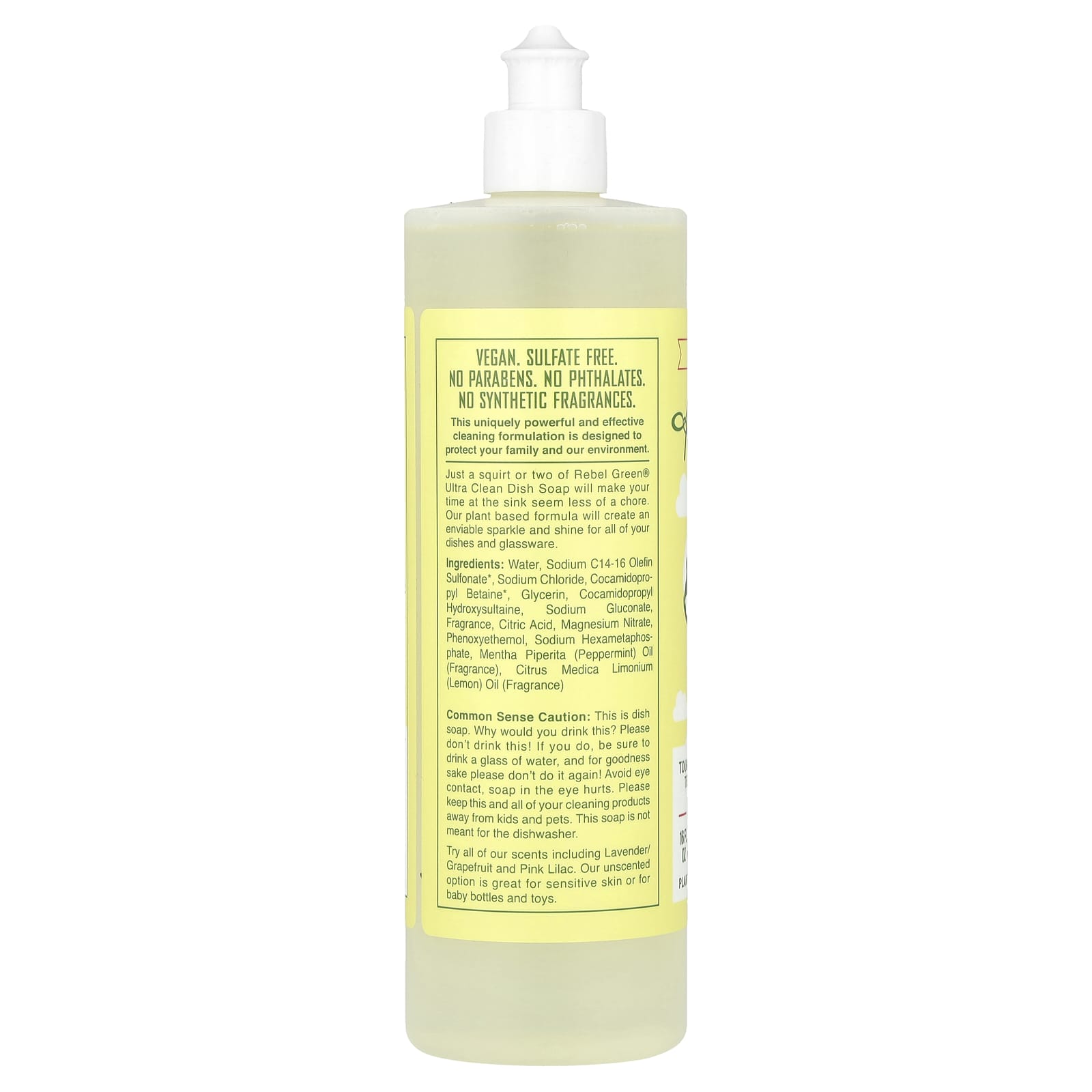 Rebel Green, Ultra Clean Dish Soap, Peppermint & Lemon, 16 fl oz (473 ml) - Image 2