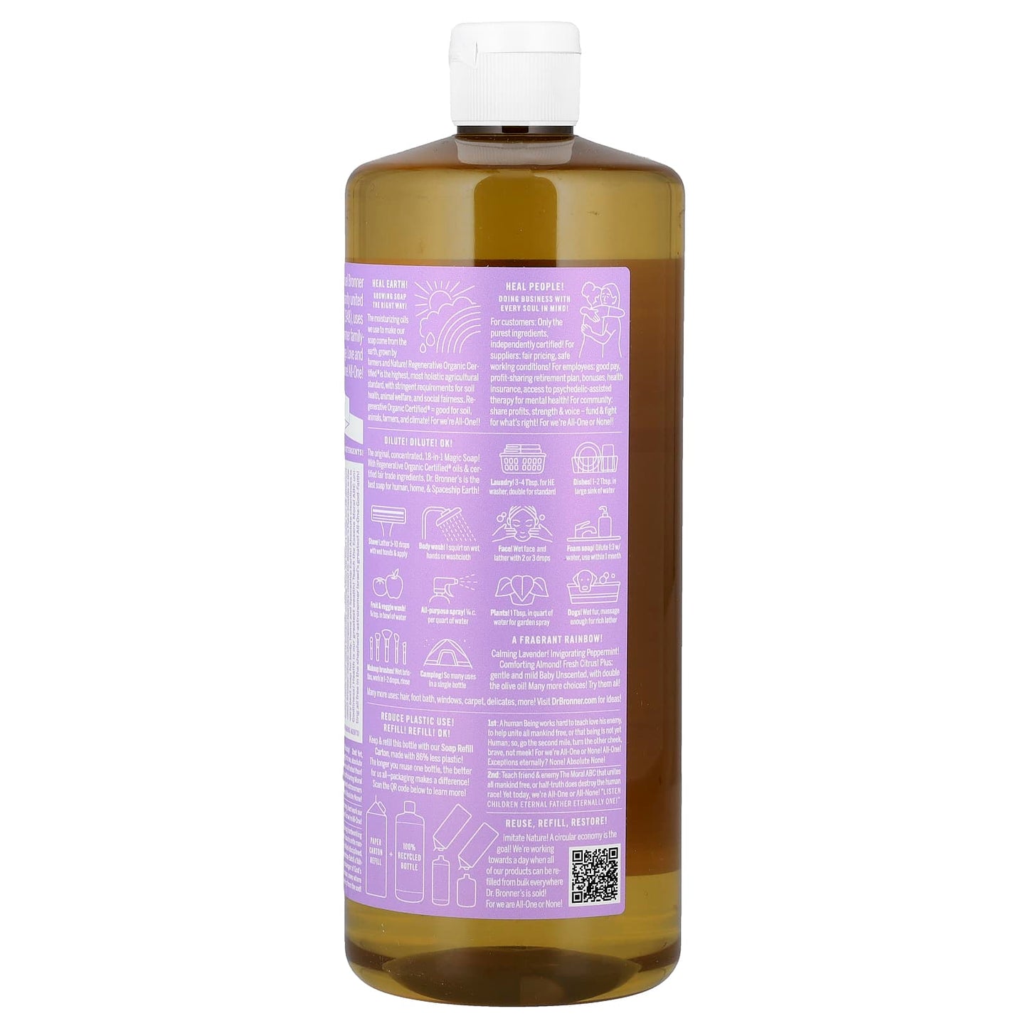 Lavender Pure-Castile Magic Soap by Dr. Bronner's, 18-in-1, 32 fl oz - Image 2