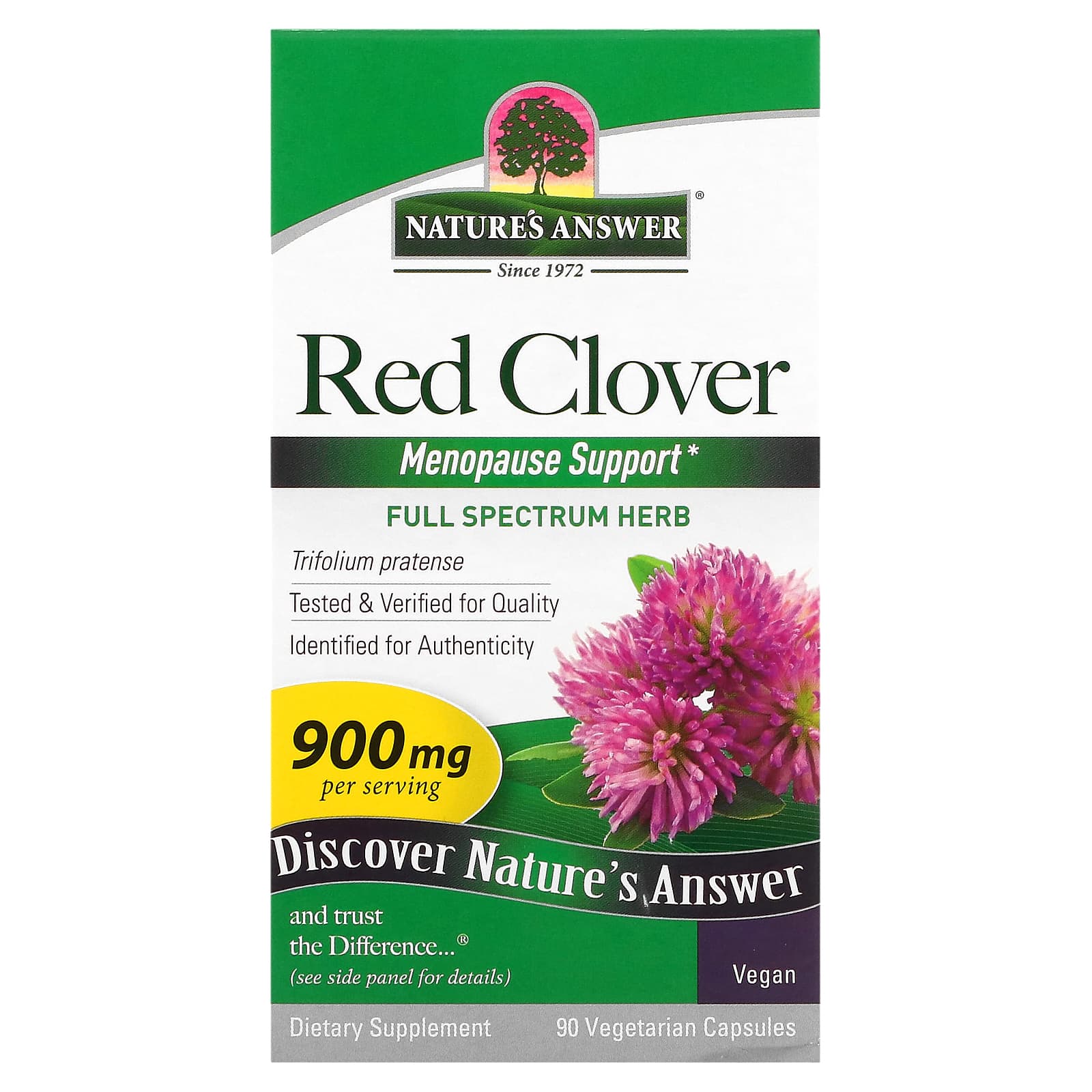 Nature's Answer, Red Clover, 900 mg, 90 Vegetarian Capsules (450 mg per Capsule) - Image 1
