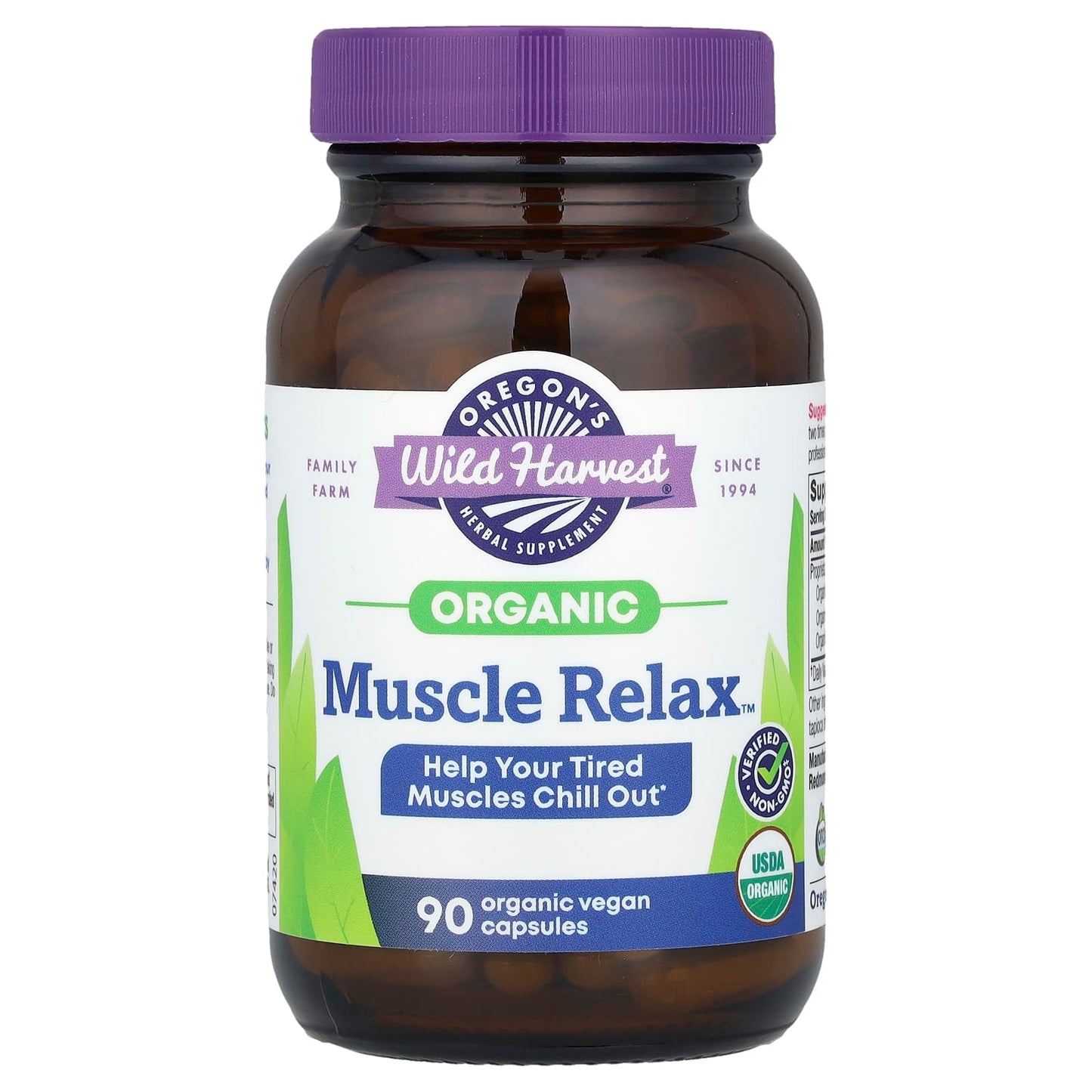 Oregon's Wild Harvest, Organic Muscle Relax™, 90 Vegan Capsules - Image 1