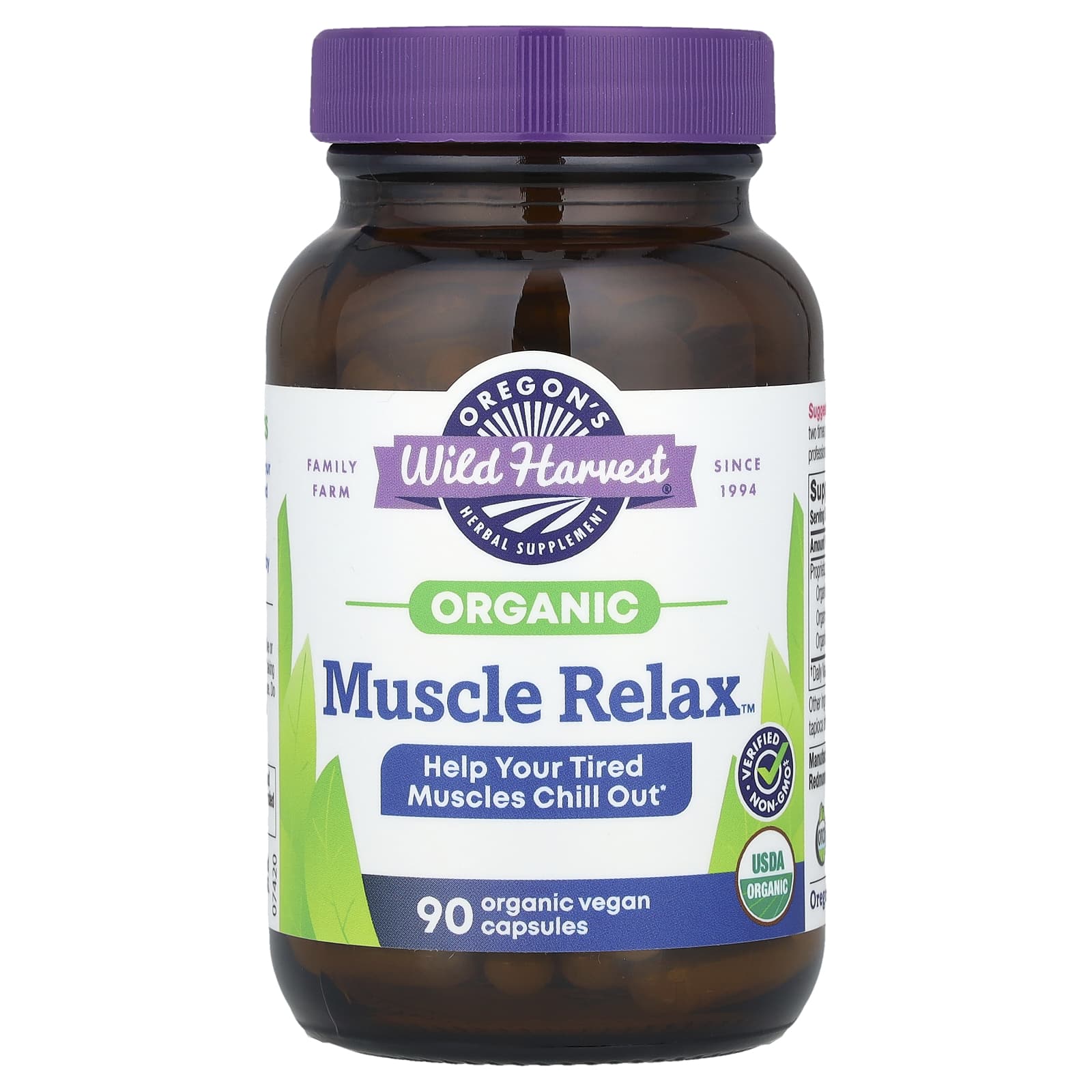 Oregon's Wild Harvest, Organic Muscle Relax™, 90 Vegan Capsules - Image 1