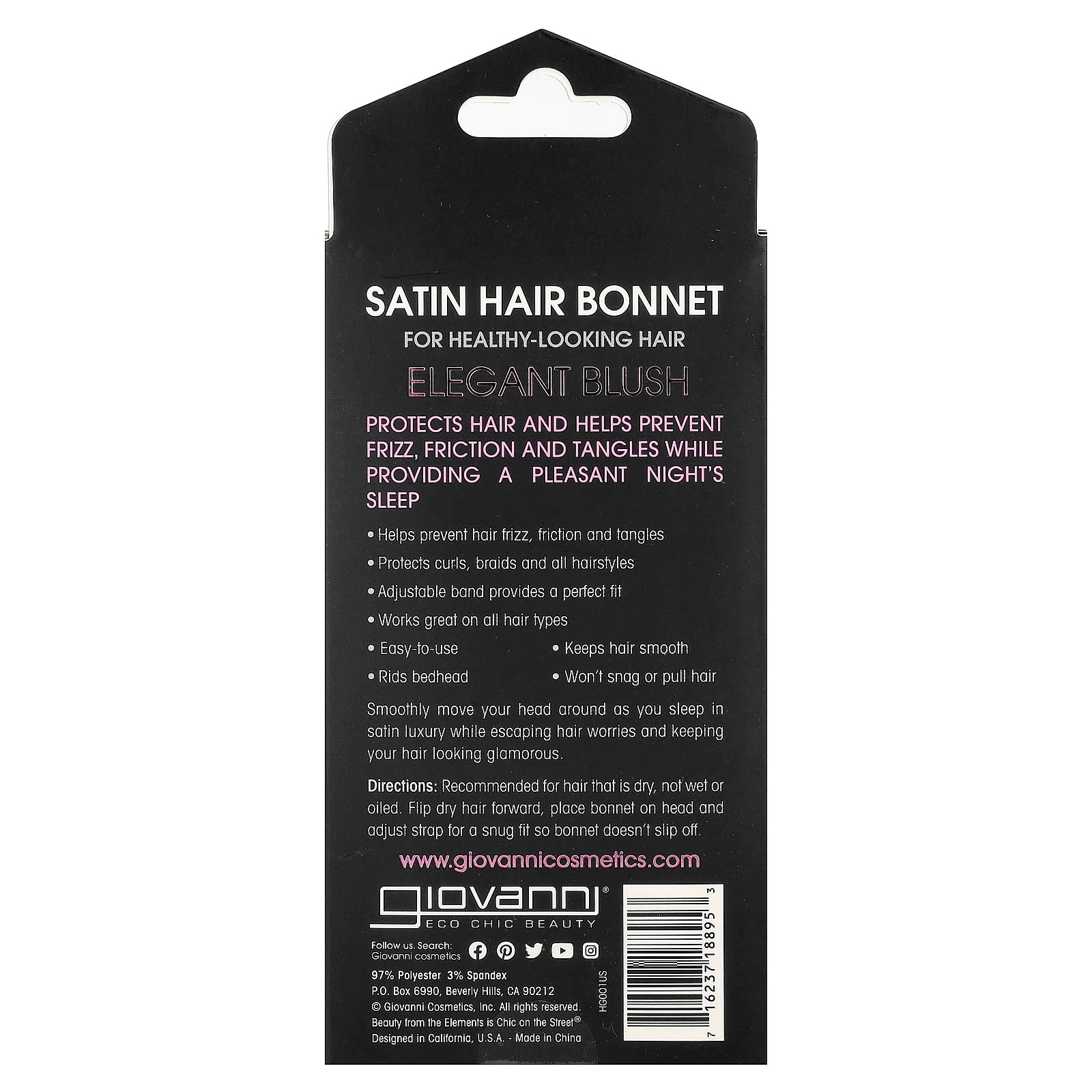 Giovanni Satin Hair Bonnet Elegant Blush for Frizz-Free Sleep - Image 2