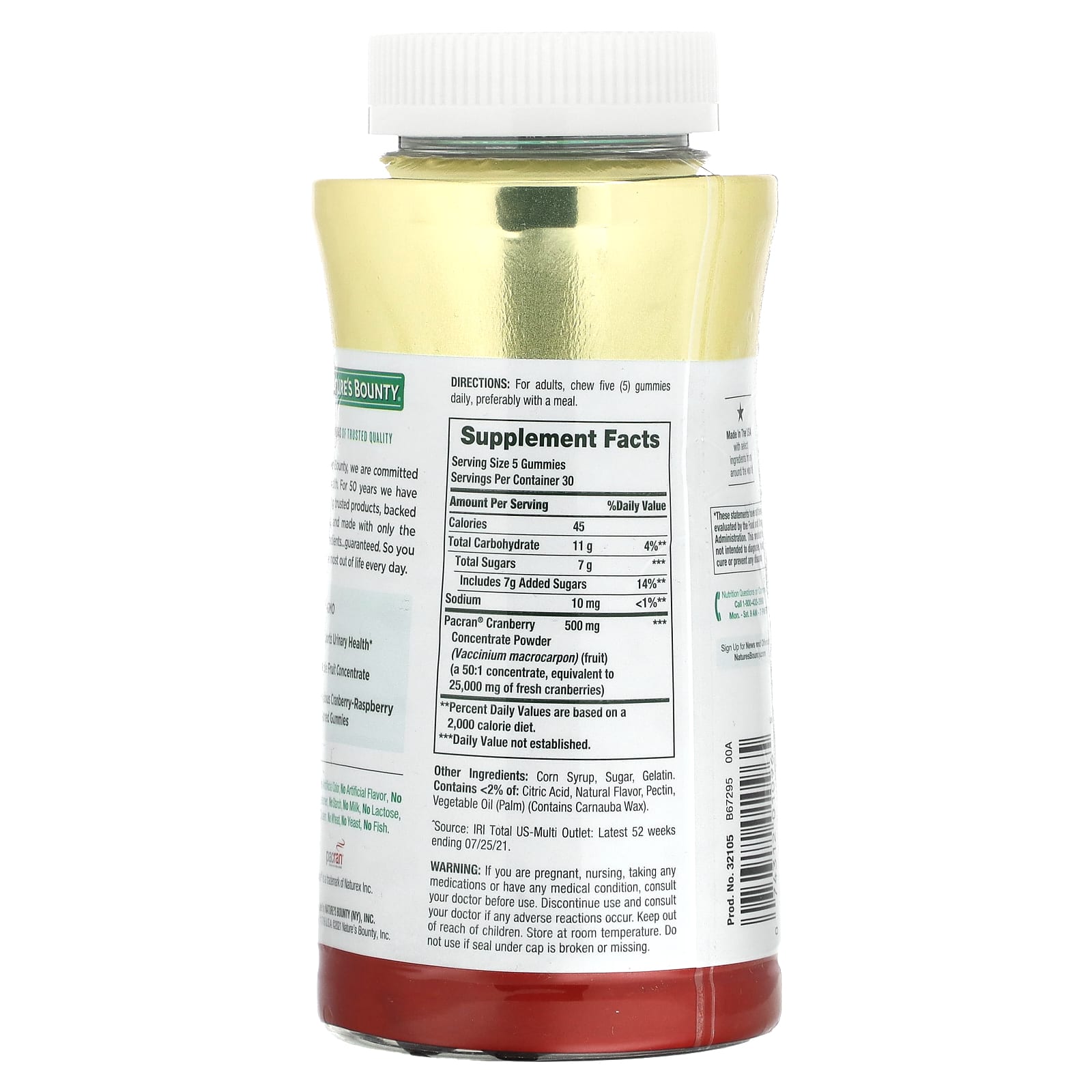 Nature's Bounty, Cranberry Gummies, Cranberry-Raspberry, 150 Gummies (100 mg per Gummy) - Image 2