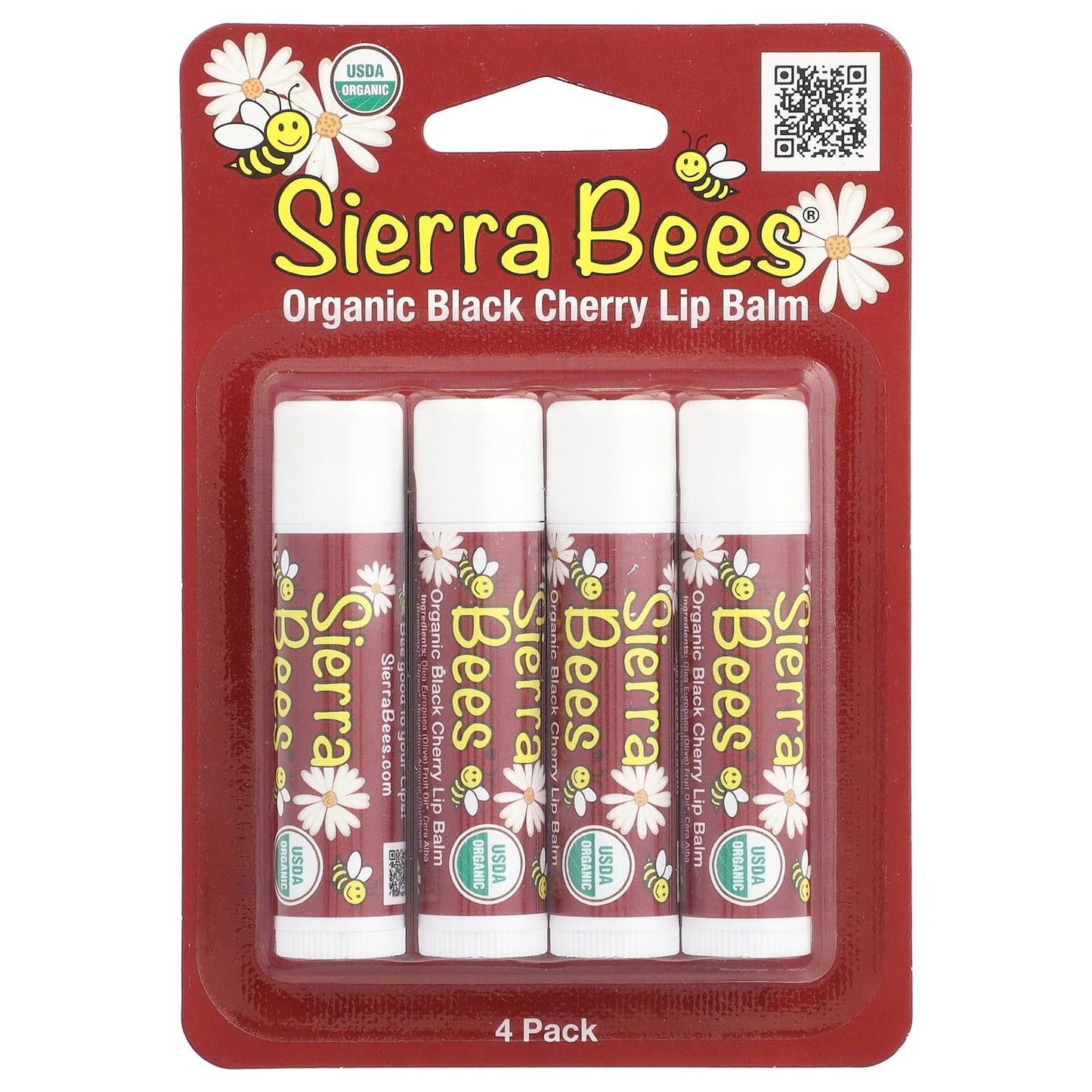 Sierra Bees, Organic Lip Balms, Black Cherry, 4 Pack, 0.15 oz (4.25 g) Each - Image 2