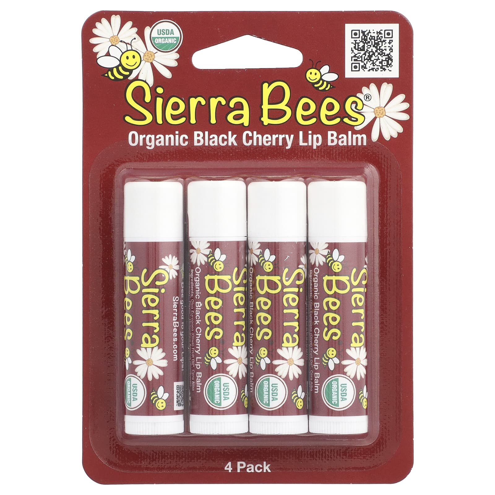Sierra Bees, Organic Lip Balms, Black Cherry, 4 Pack, 0.15 oz (4.25 g) Each - Image 2