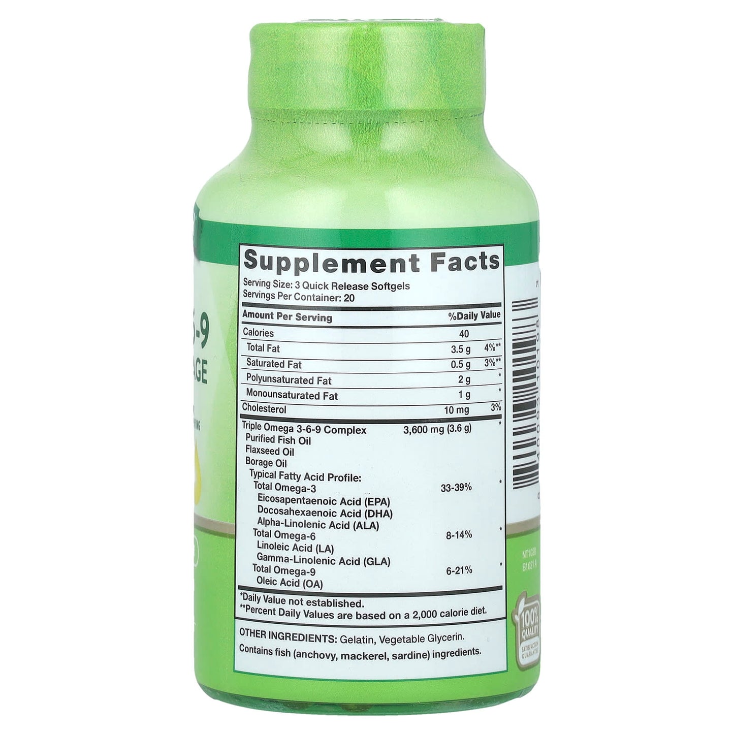 Nature's Truth, Triple Omega 3-6-9, Fish, Flax, Borage, 60 Quick Release Softgels - Image 2