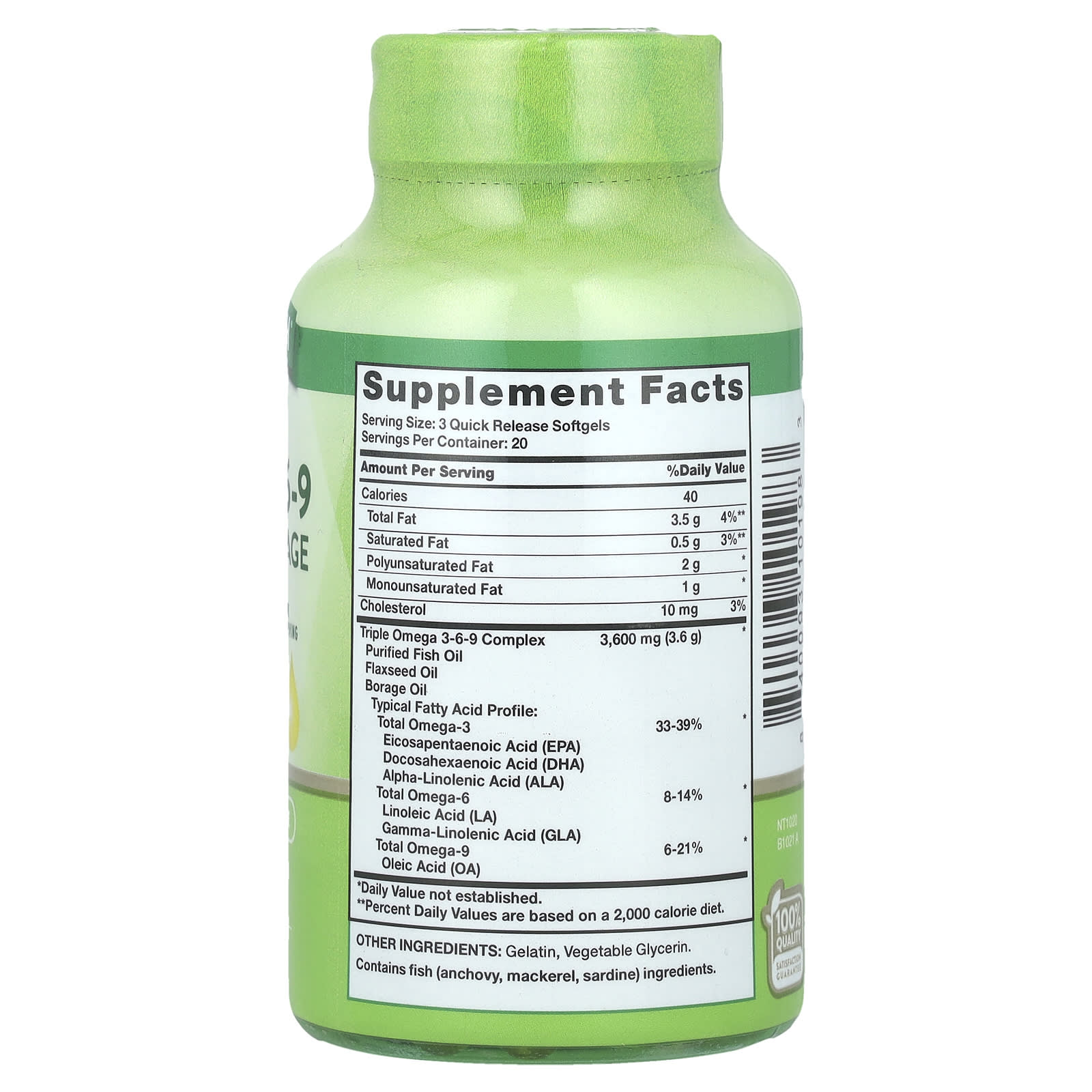 Nature's Truth, Triple Omega 3-6-9, Fish, Flax, Borage, 60 Quick Release Softgels - Image 2