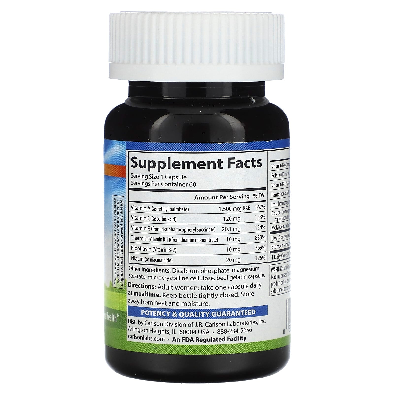 Carlson Women's Iron Restore Supplement for Menstrual Support 60 Capsules - Image 2