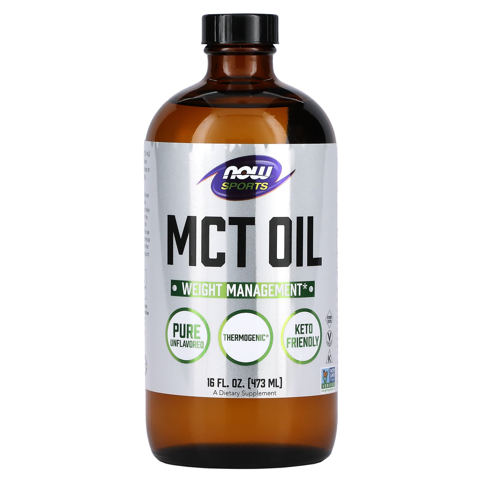 NOW Foods, Sports, MCT Oil, Unflavored, 16 fl oz (473 ml) - Image 1