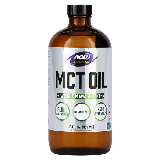 NOW Foods, Sports, MCT Oil, Unflavored, 16 fl oz (473 ml) - Image 1