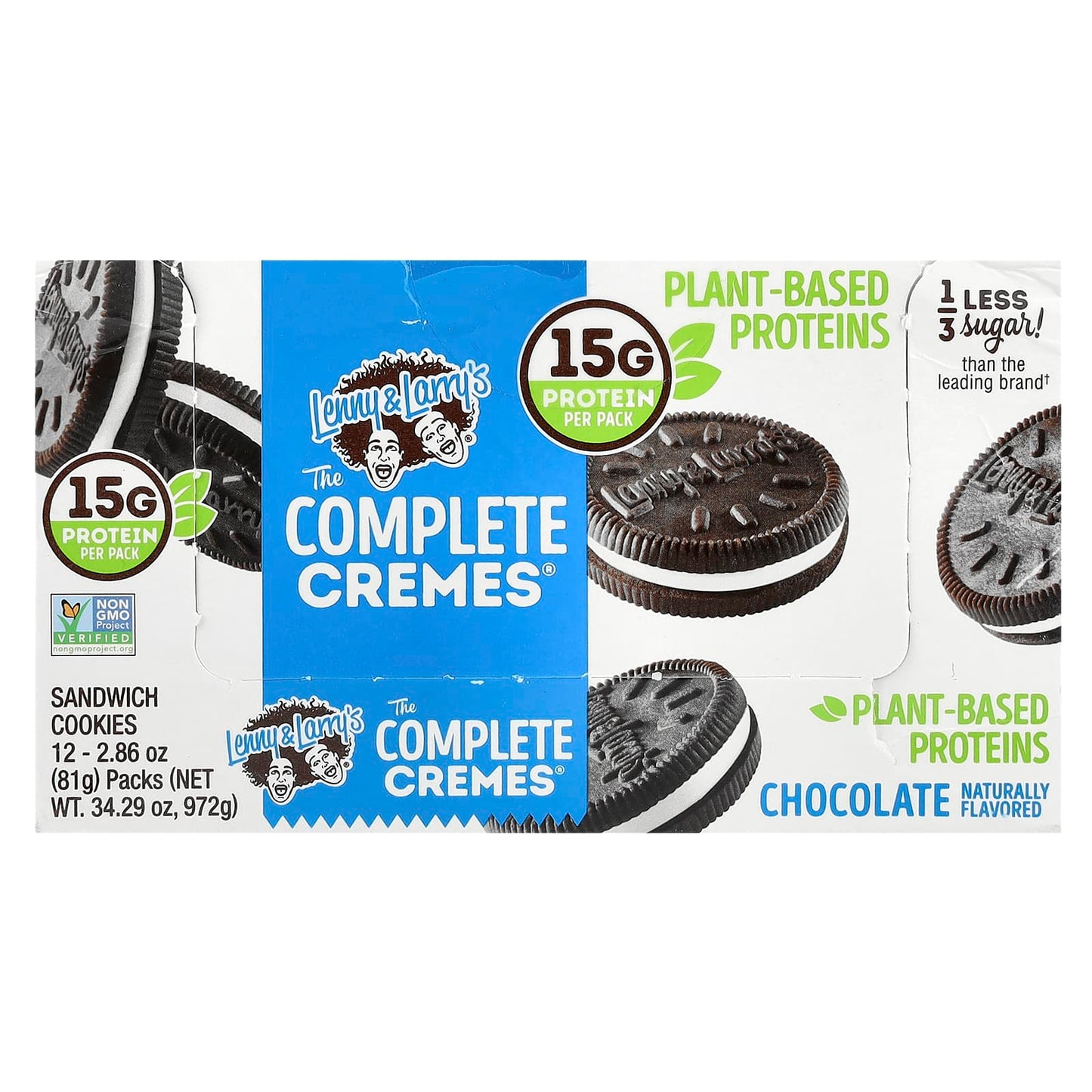Lenny & Larry's, The Complete Cremes®, Sandwhich Cookies, Chocolate, 12 Packs, 2.86 oz (81 g) Each - Image 1