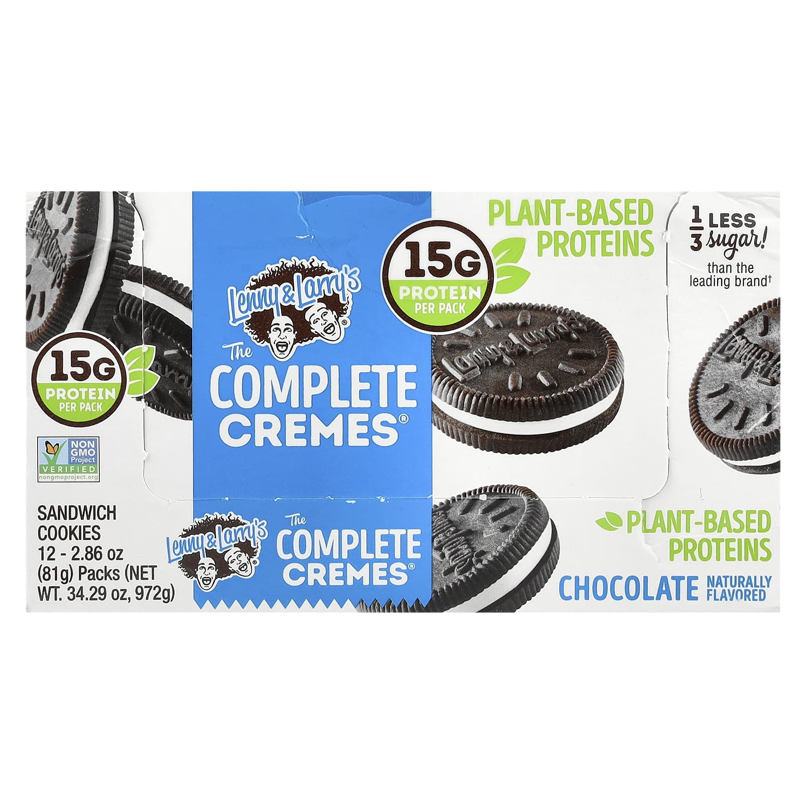 Lenny & Larry's, The Complete Cremes®, Sandwhich Cookies, Chocolate, 12 Packs, 2.86 oz (81 g) Each - Image 1