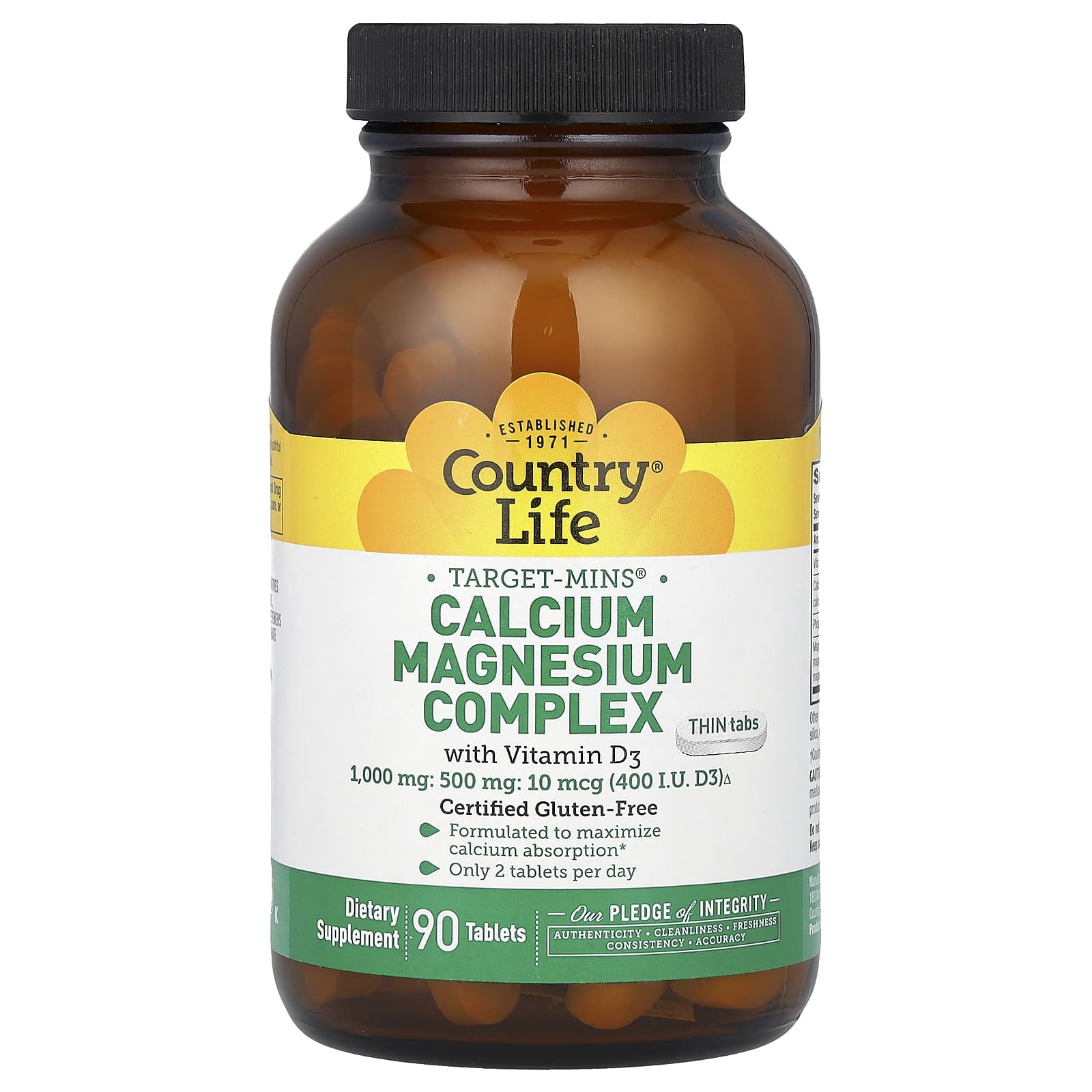 Country Life, Target-Mins, Calcium Magnesium Complex with Vitamin D3, 90 Tablets