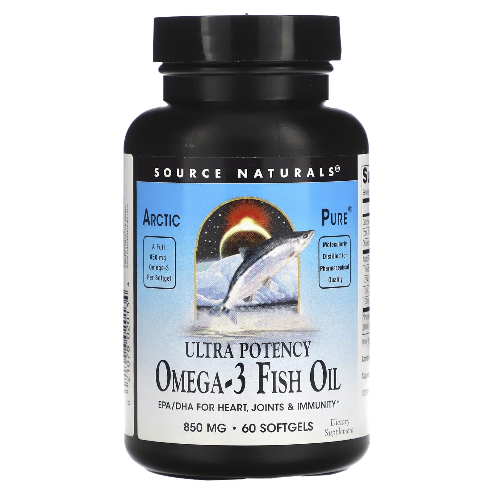 Source Naturals, Arctic Pure, Ultra Potency Omega-3 Fish Oil, 850 mg, 60 Softgels - Image 1