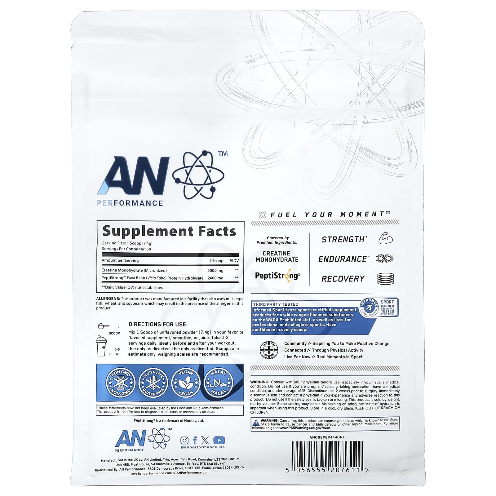 ABE, Creatine + Peptide, Unflavored , 15.66 oz (444 g)