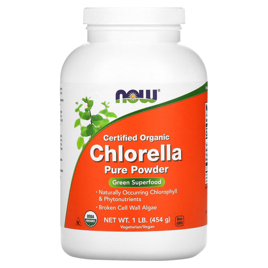 NOW Foods, Certified Organic Chlorella, Pure Powder, 1 lb (454 g) - Image 1