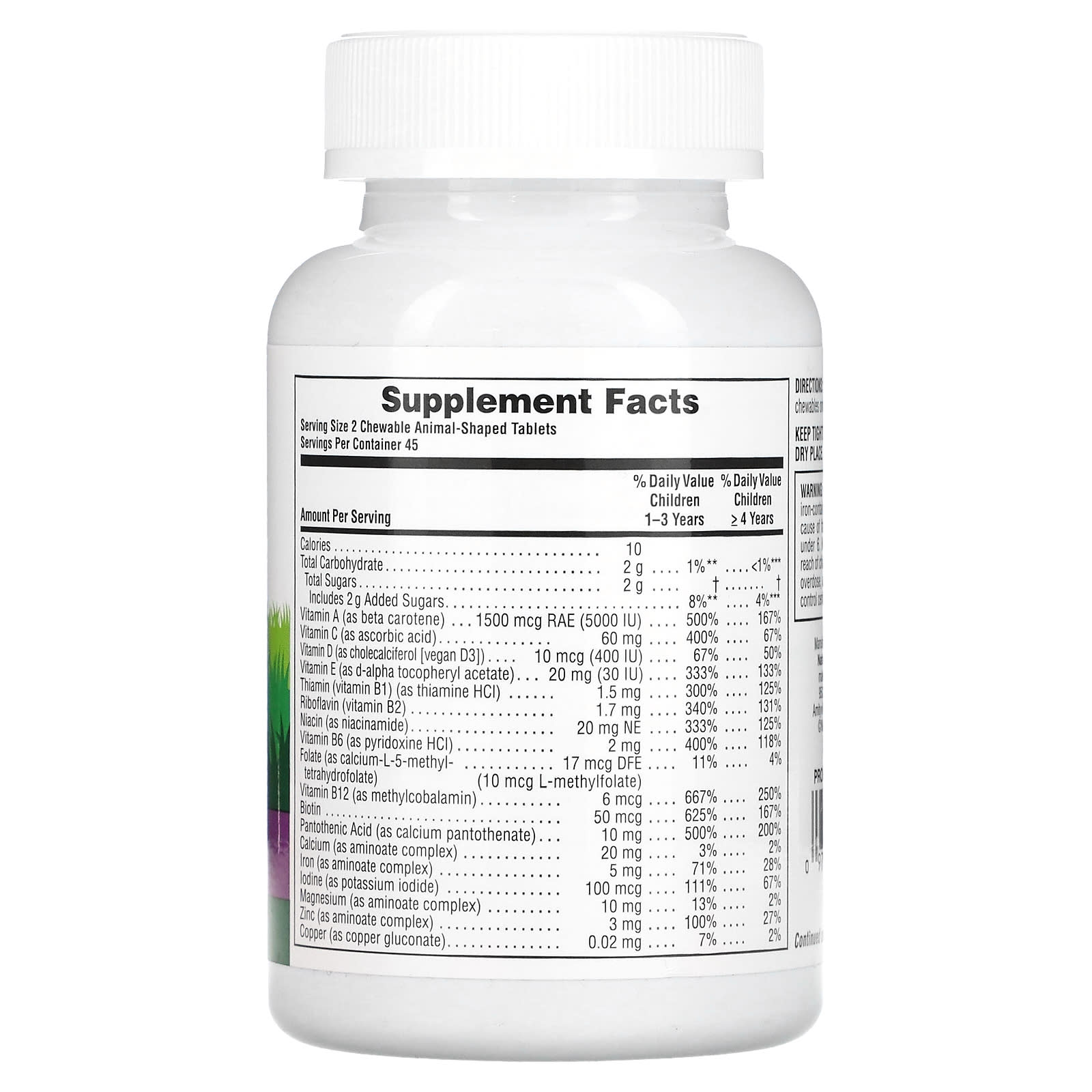 NaturesPlus, Animal Parade, Children's Chewable Multivitamin Supplement, Grape, 90 Animal-Shaped Tablets - Image 2