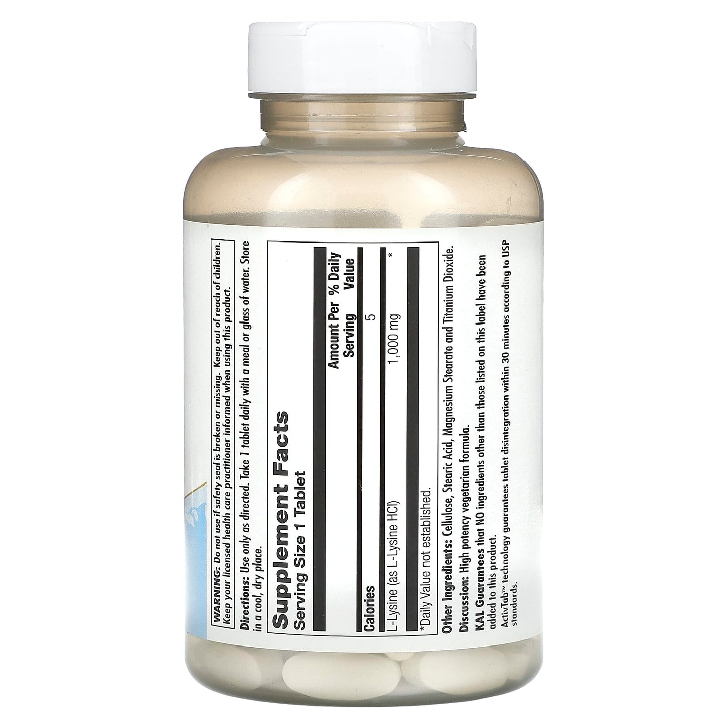 KAL, L-Lysine, 1,000 mg, 100 Tablets - Image 2