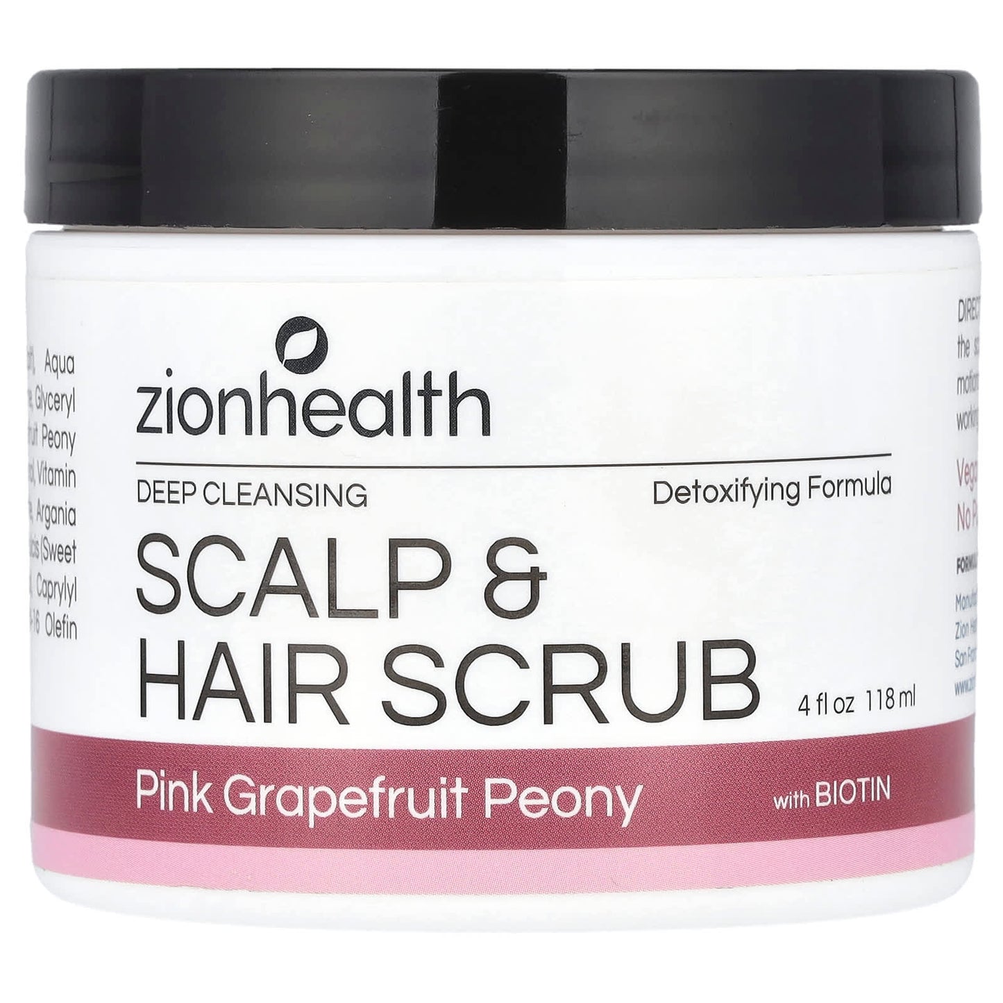 Zion Health, Scalp & Hair Scrub with Biotin, Pink Grapefruit Peony, 4 fl oz (118 ml) - Image 1