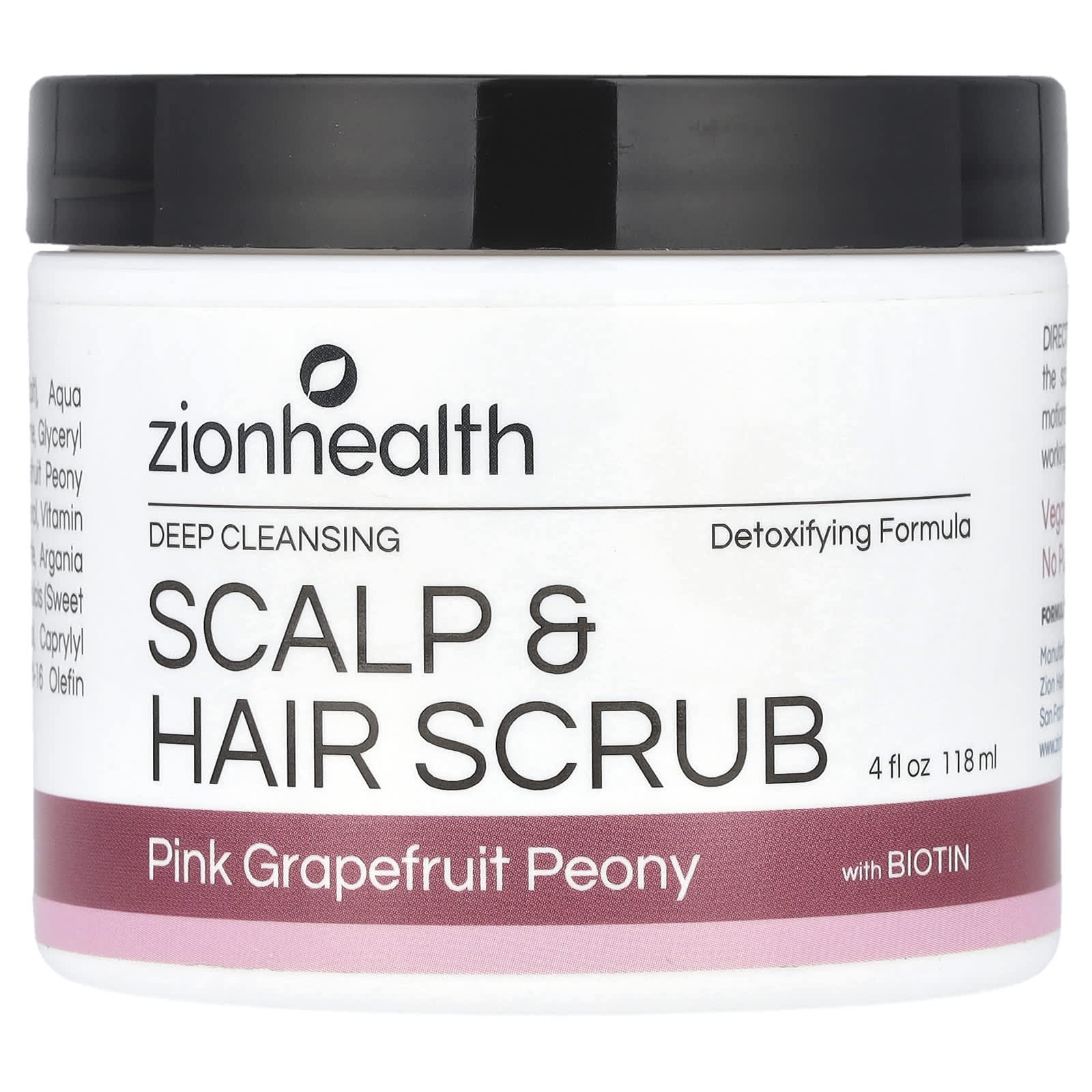 Zion Health, Scalp & Hair Scrub with Biotin, Pink Grapefruit Peony, 4 fl oz (118 ml) - Image 1