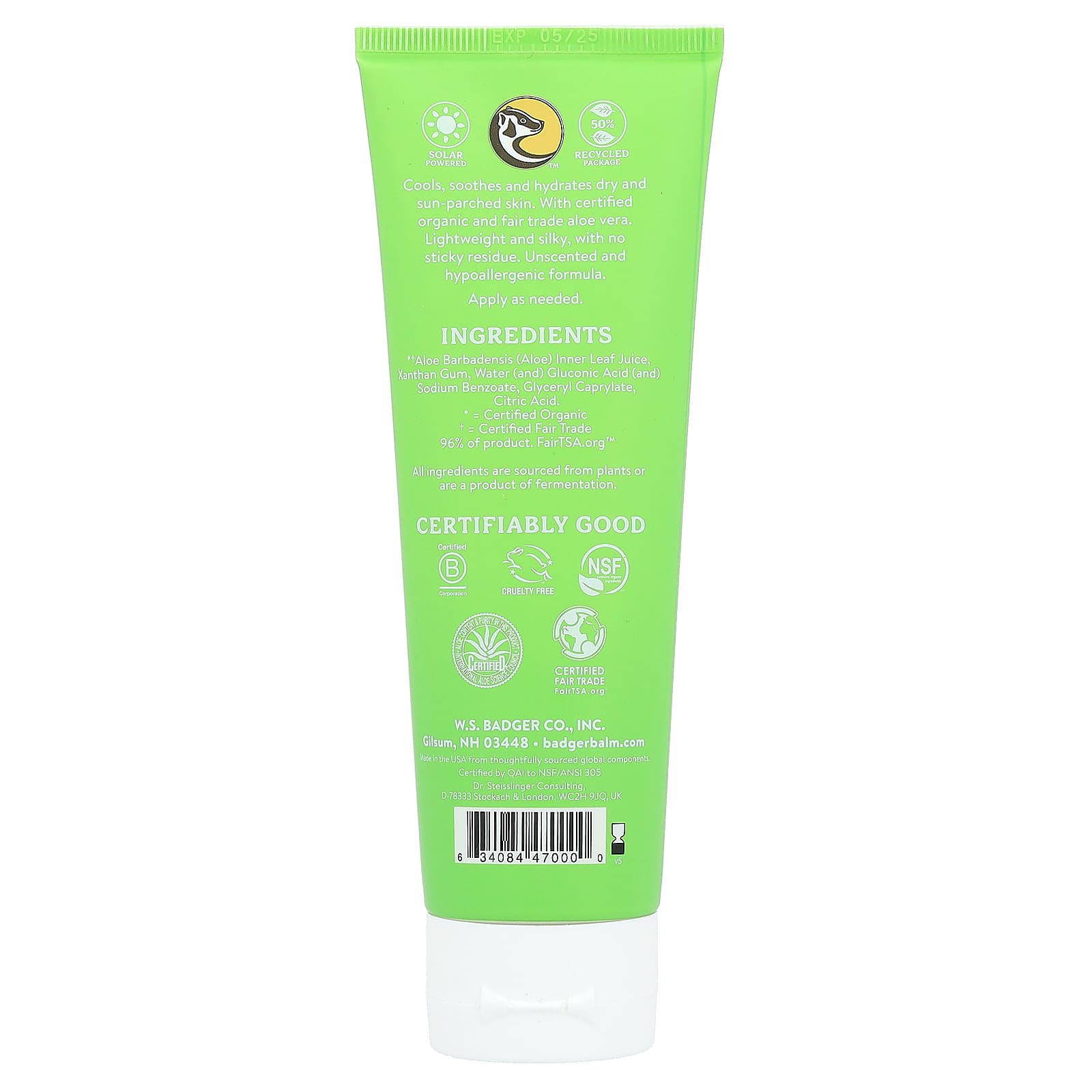 Organic Aloe Vera After Sun Gel by Badger - Soothing & Hydrating Skin Care - Image 2