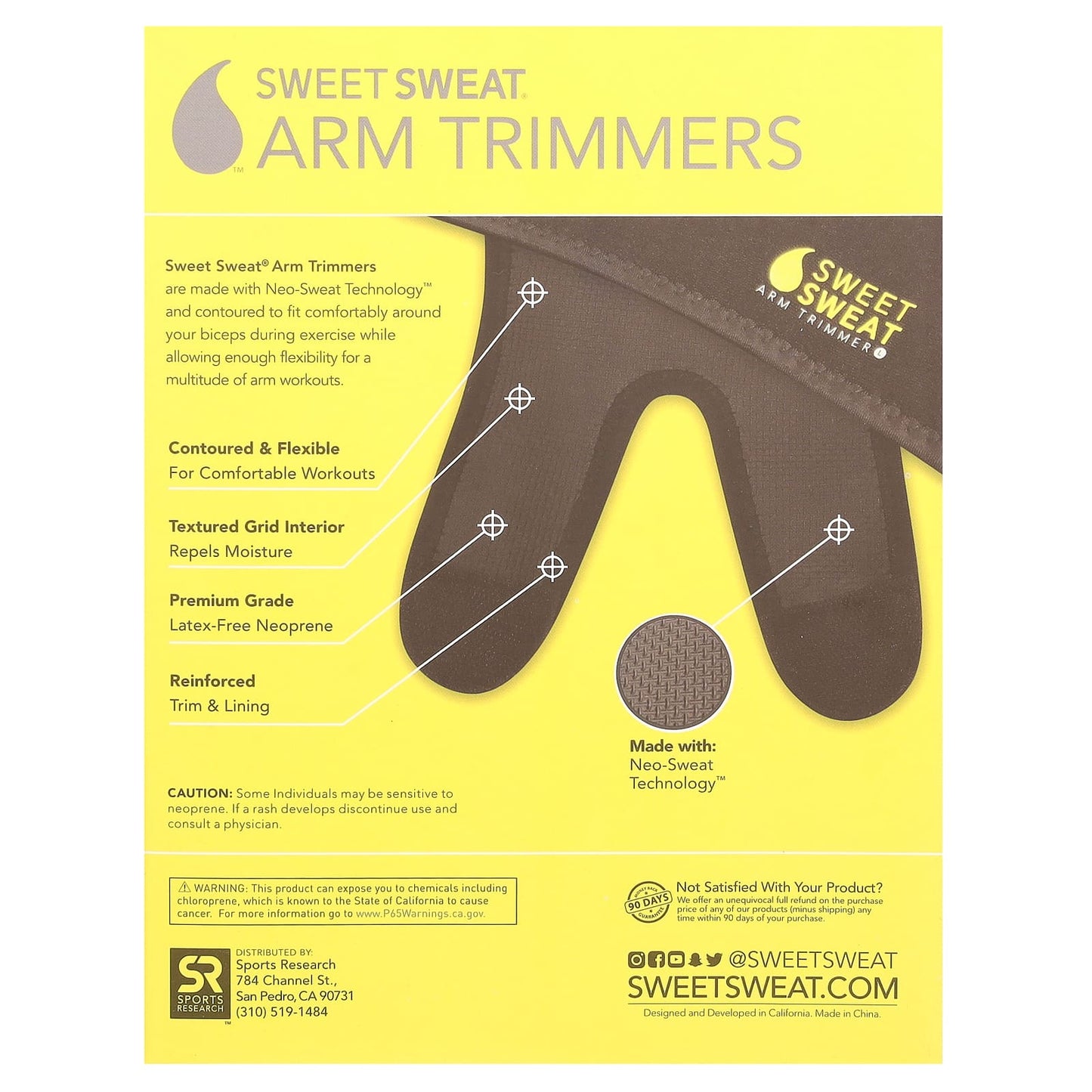 Sports Research, Sweet Sweat®, Arm Trimmers, Medium, Black & Yellow, 1 Pair - Image 2