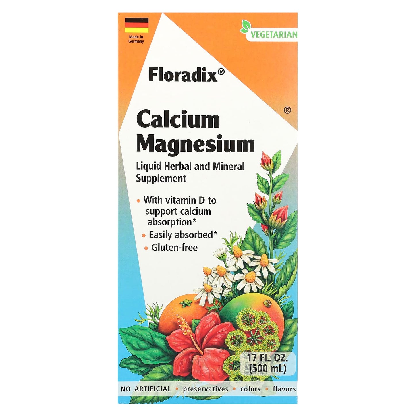 Calcium Magnesium Liquid Supplement by Floradix - 17 fl oz (500 ml) - Image 1