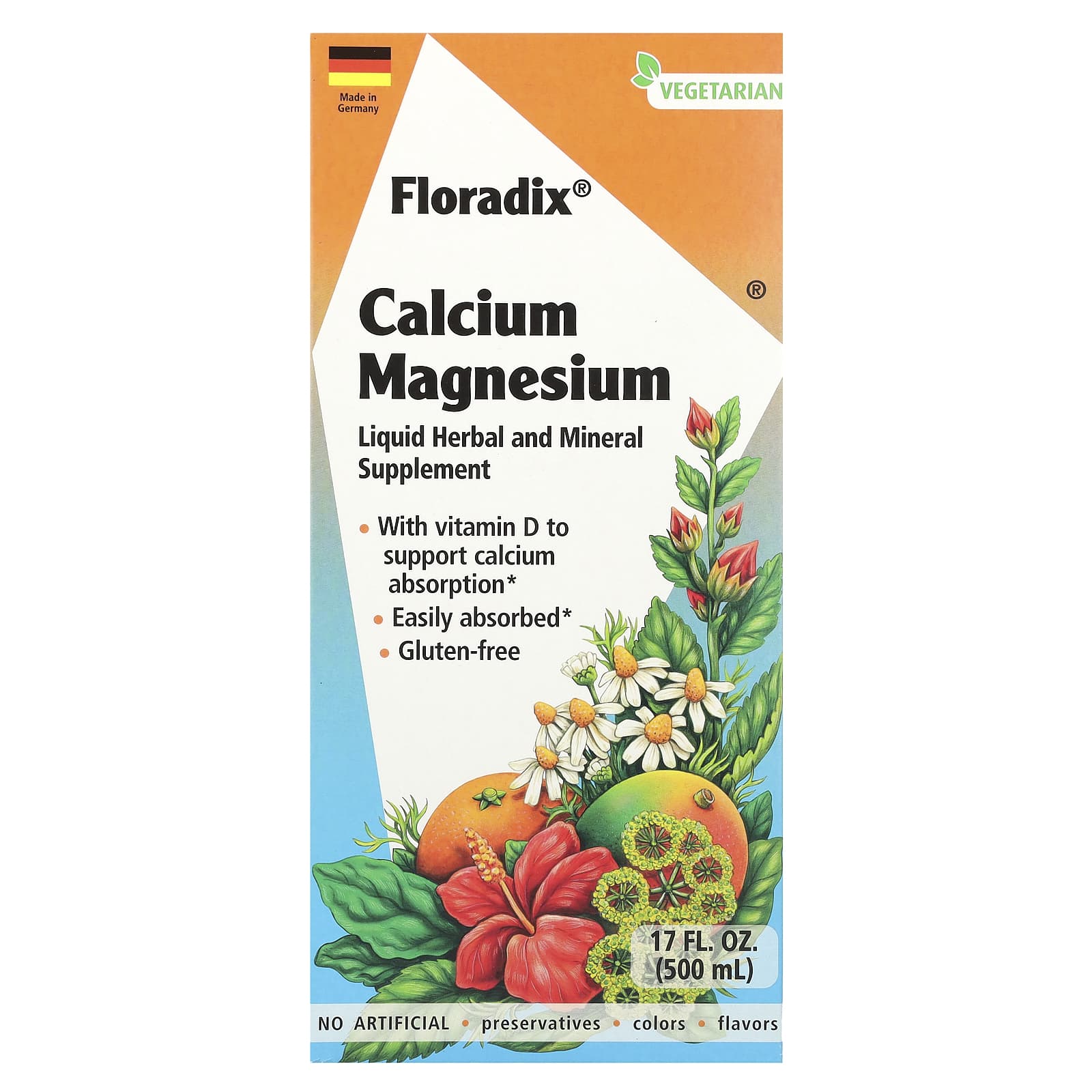 Calcium Magnesium Liquid Supplement by Floradix - 17 fl oz (500 ml) - Image 1