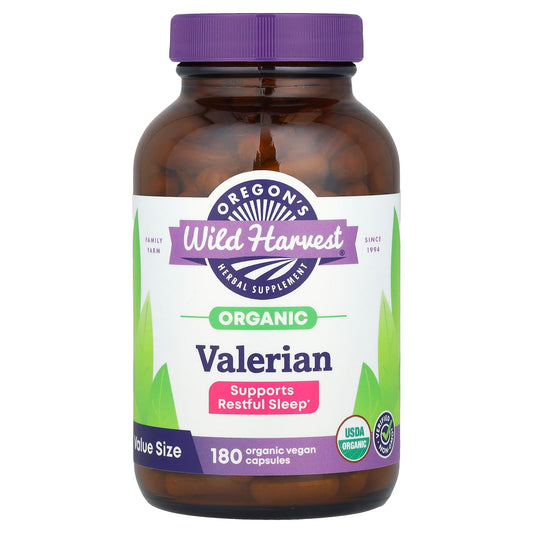 Oregon's Wild Harvest, Organic Valerian, 180 Vegan Capsules (450 mg per Capsule) - Image 1