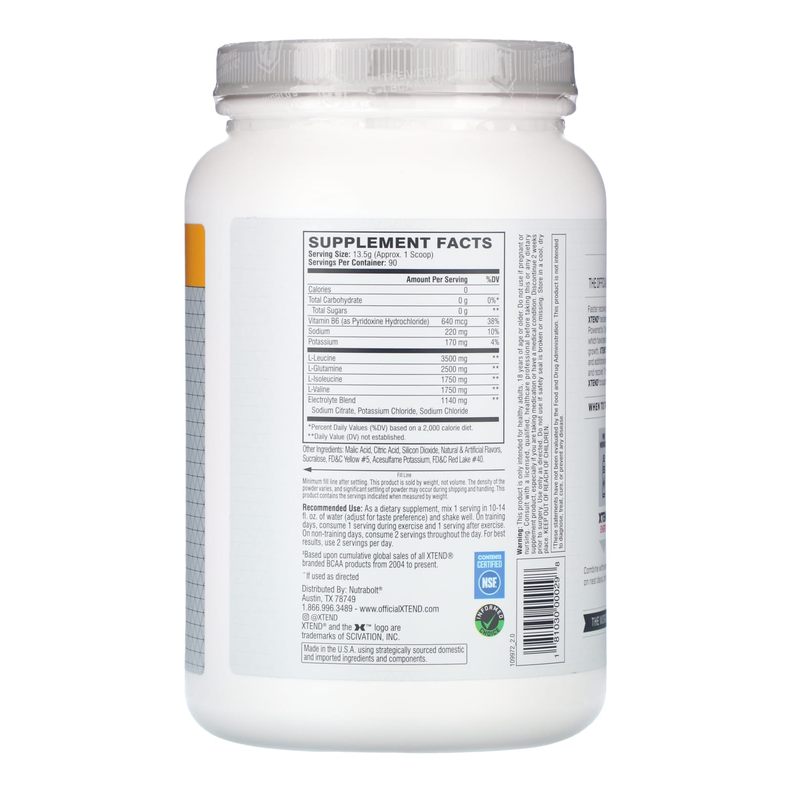 XTEND, The Original 7G BCAA, Mango Madness, 2.68 lb (1.22 kg) - Image 2