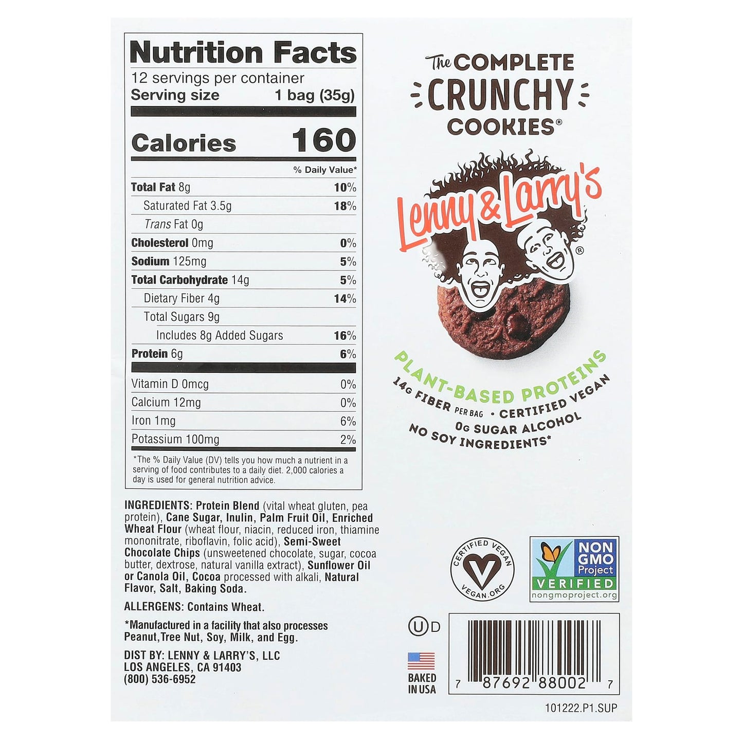 Lenny & Larry's, The Complete Crunchy Cookies®, Double Chocolate, 12 Bags, 1.25 oz (35 g) Each - Image 2