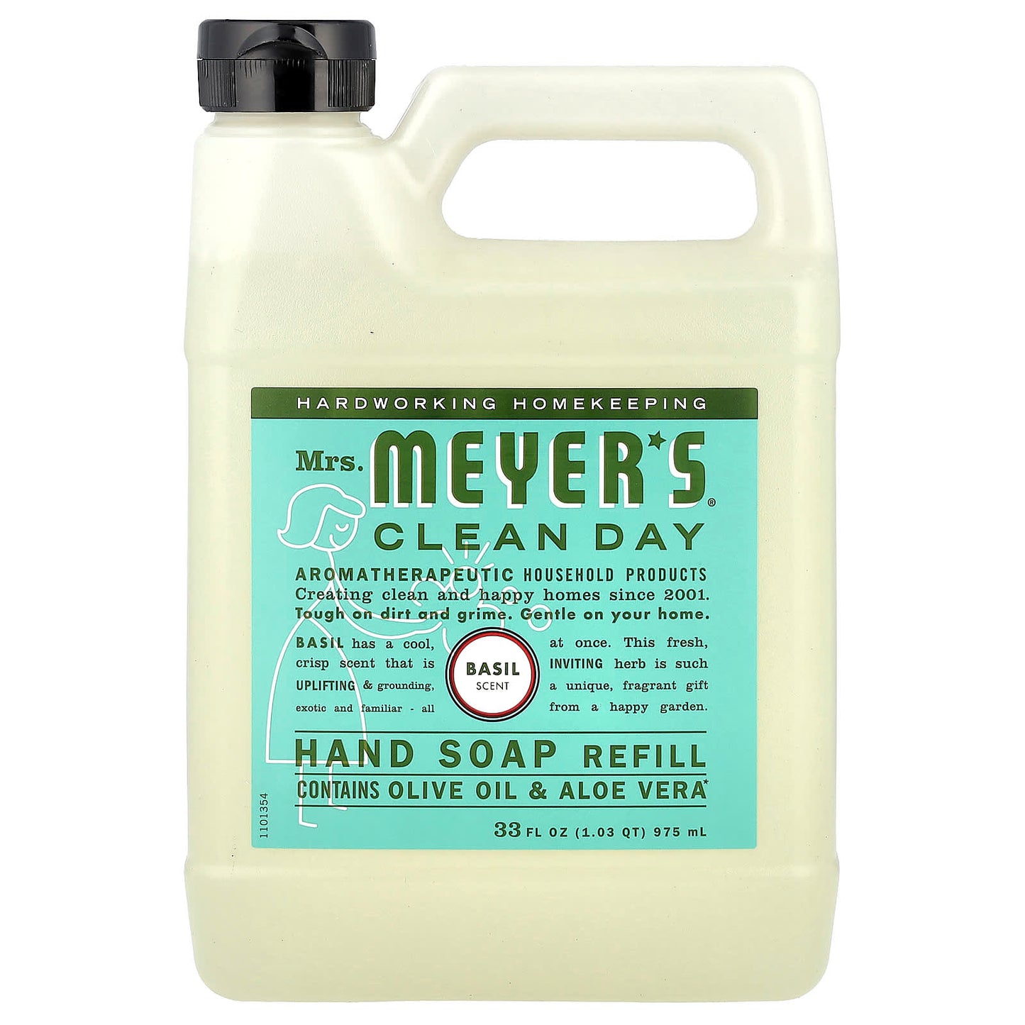 Mrs. Meyers Clean Day, Hand Soap Refill, Basil, 33 fl oz (975 ml) - Image 1