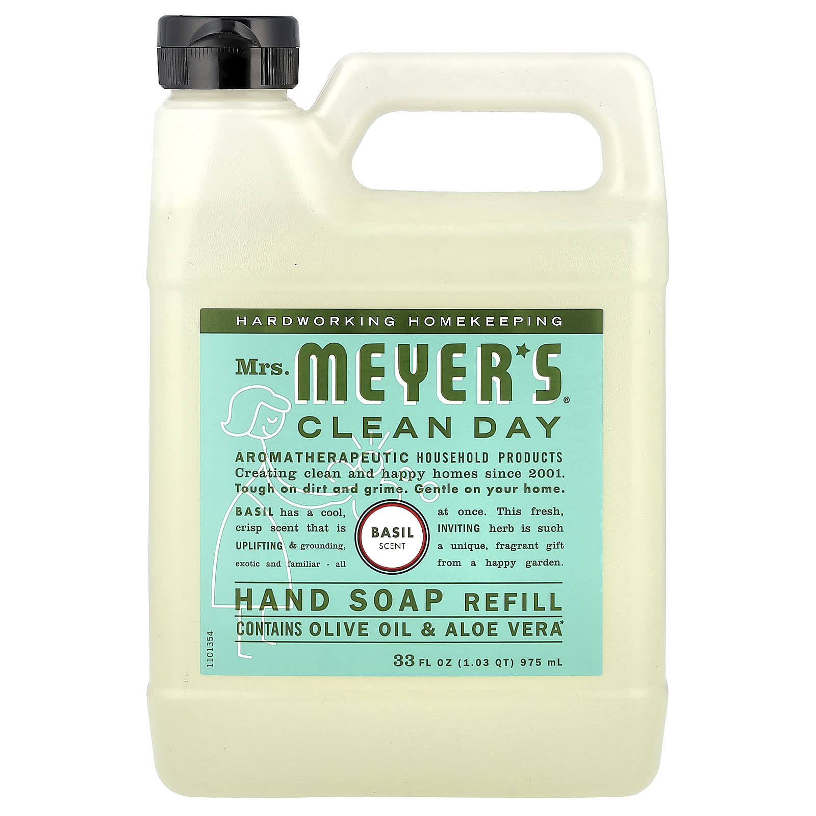 Mrs. Meyers Clean Day, Hand Soap Refill, Basil, 33 fl oz (975 ml) - Image 1