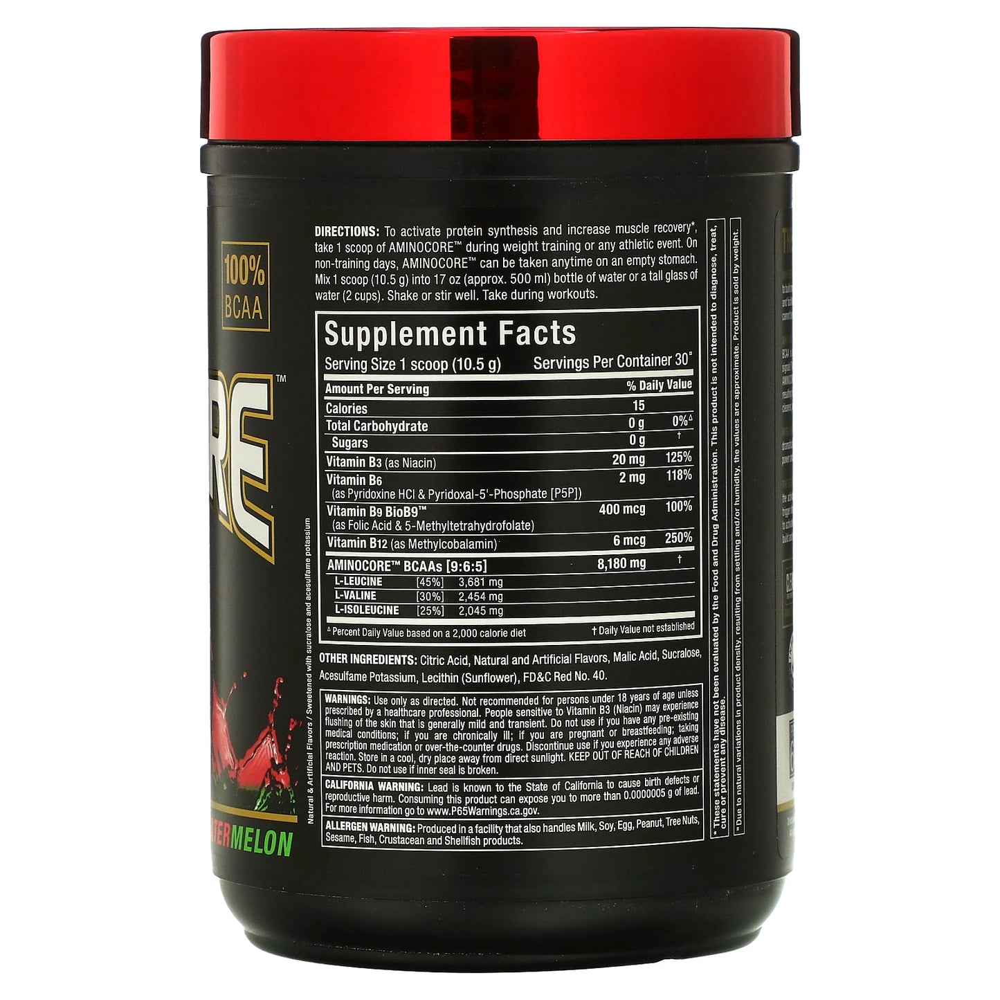 ALLMAX Aminocore BCAA Watermelon - 100% Pure BCAA Supplement - Image 2