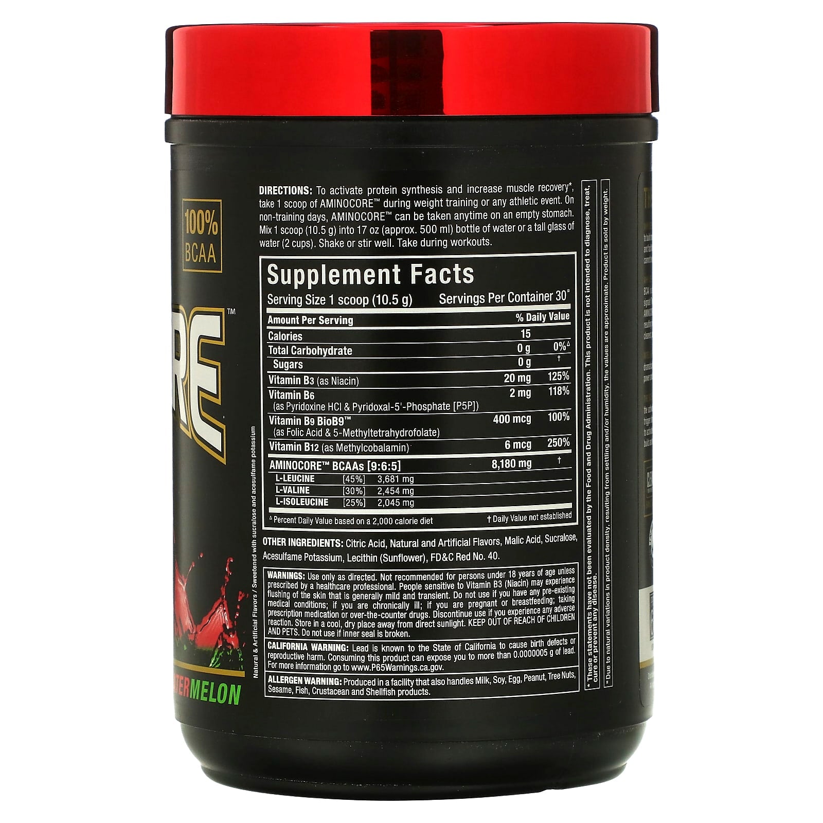 ALLMAX Aminocore BCAA Watermelon - 100% Pure BCAA Supplement - Image 2