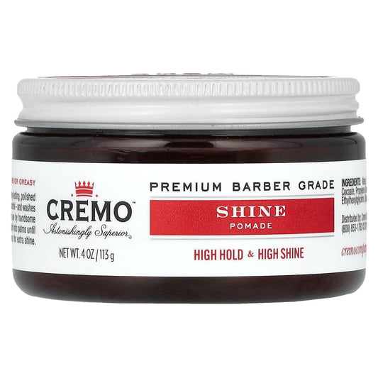 Cremo High Hold & Shine Pomade, 4 oz - Barber Grade, Water-Based Formula - Image 1