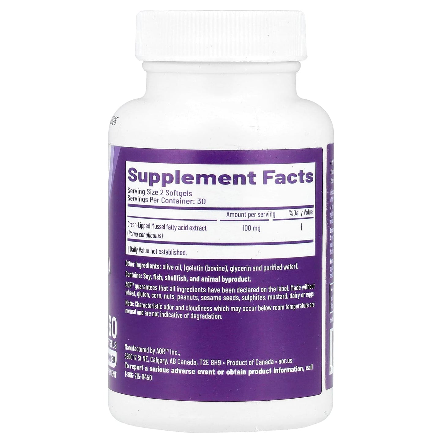 Advanced Orthomolecular Research AOR, Green Lipped FFA, 60 Softgels (50 mg Per Softgel)